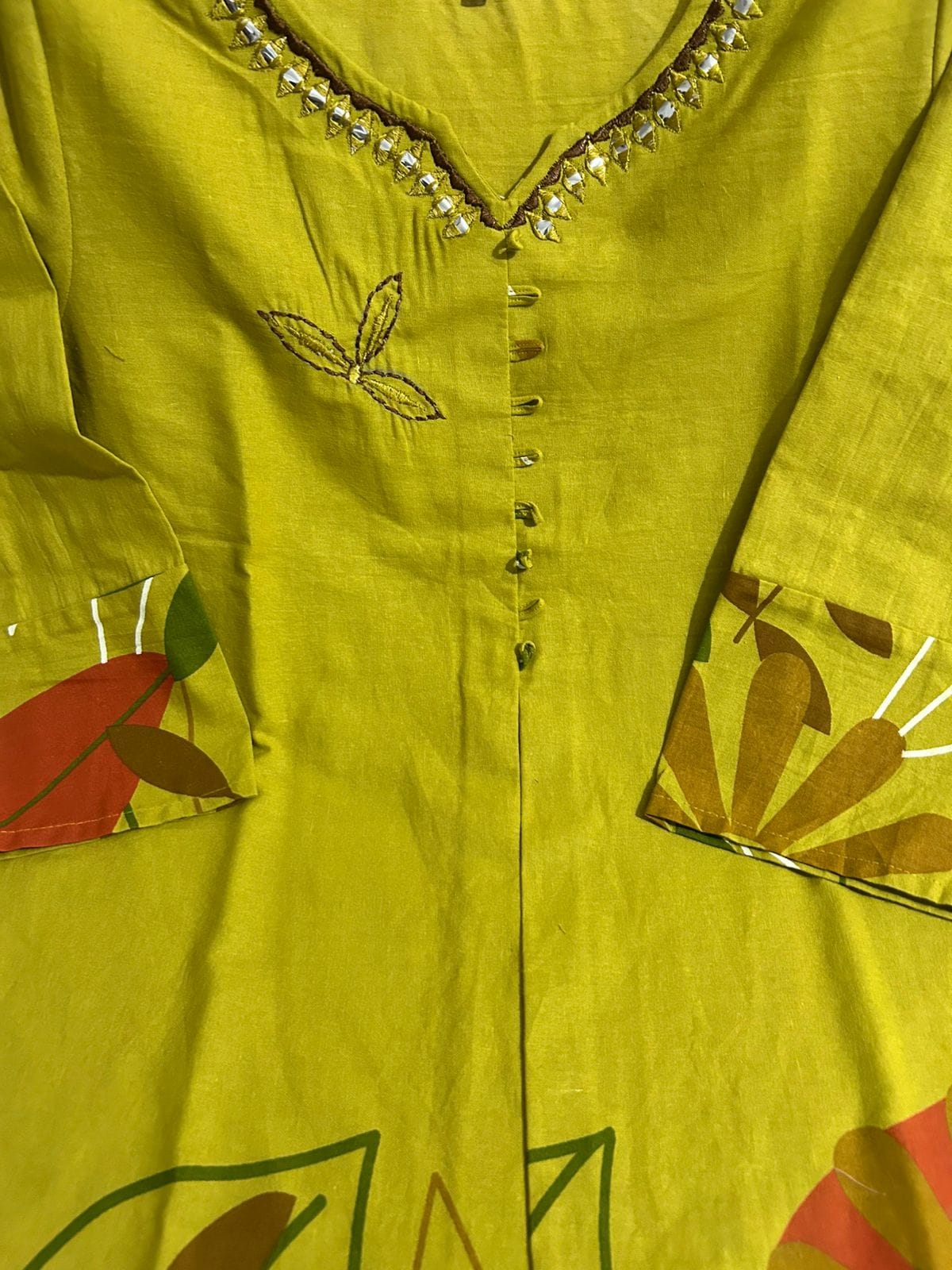 RHS003 Cotton flex premium quality premium hand embroidery on kurta
