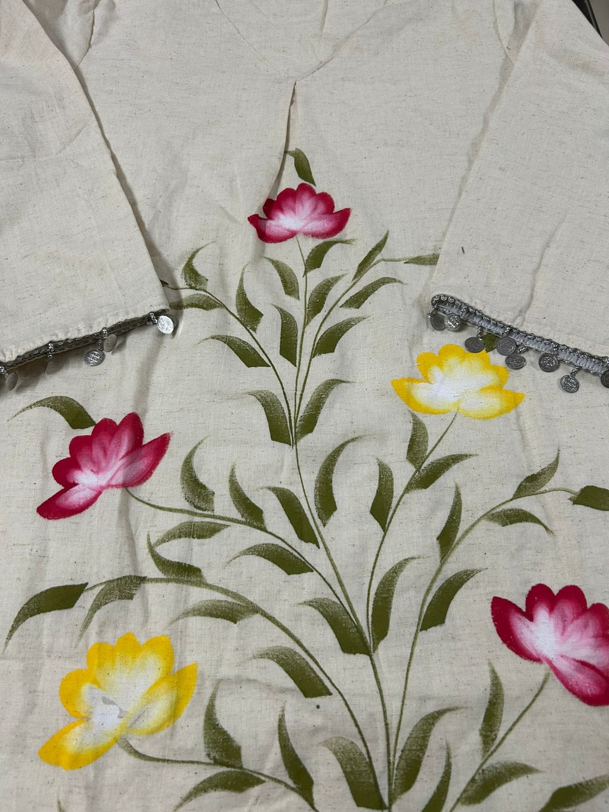 RHS004 Brush print cord set with lace