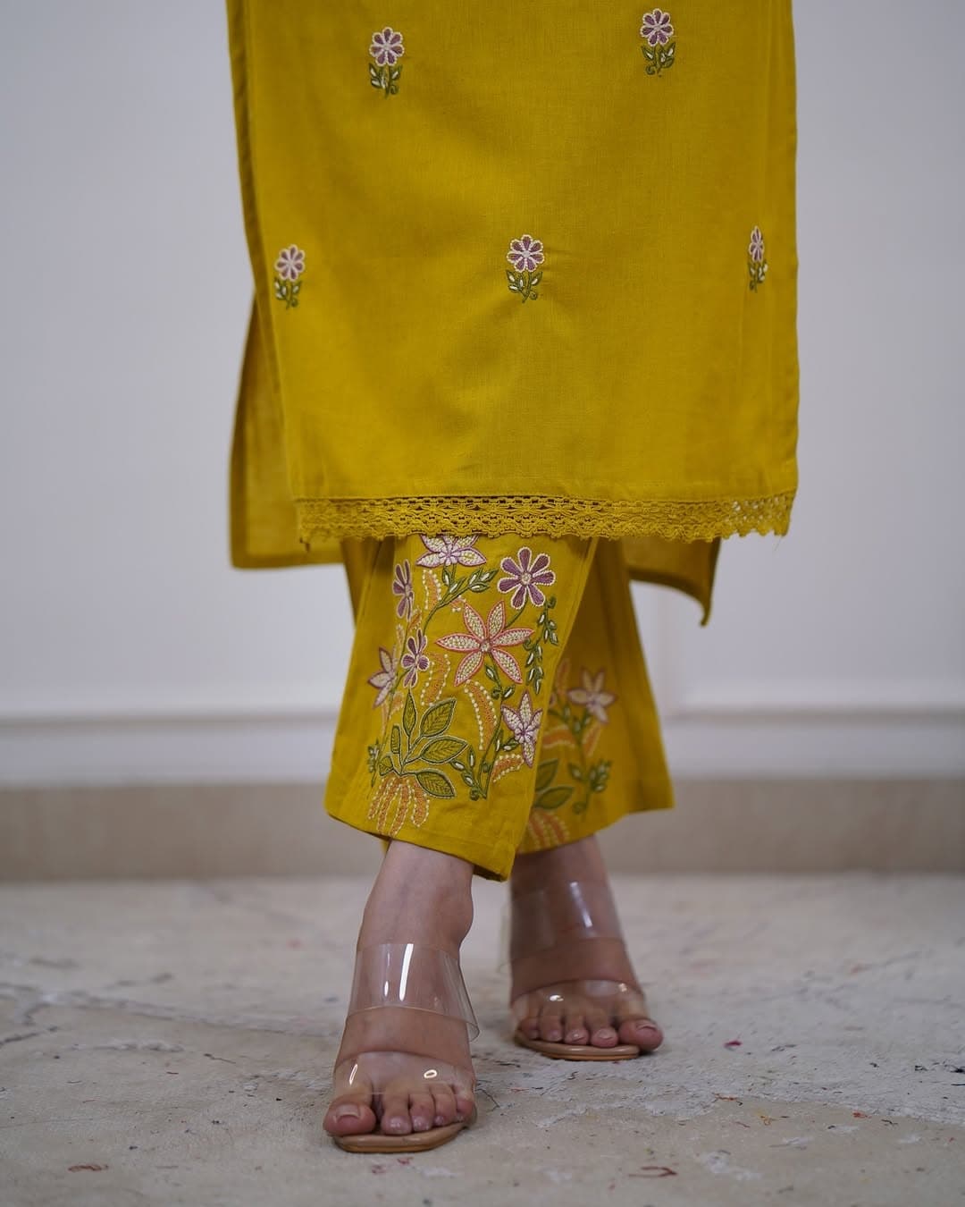 RHS007  Pure Cotton Slub Kurta Pant Palazzo