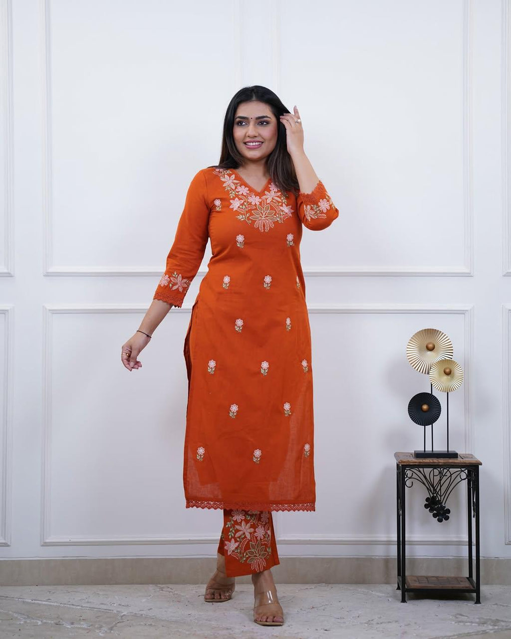 RHS007  Pure Cotton Slub Kurta Pant Palazzo