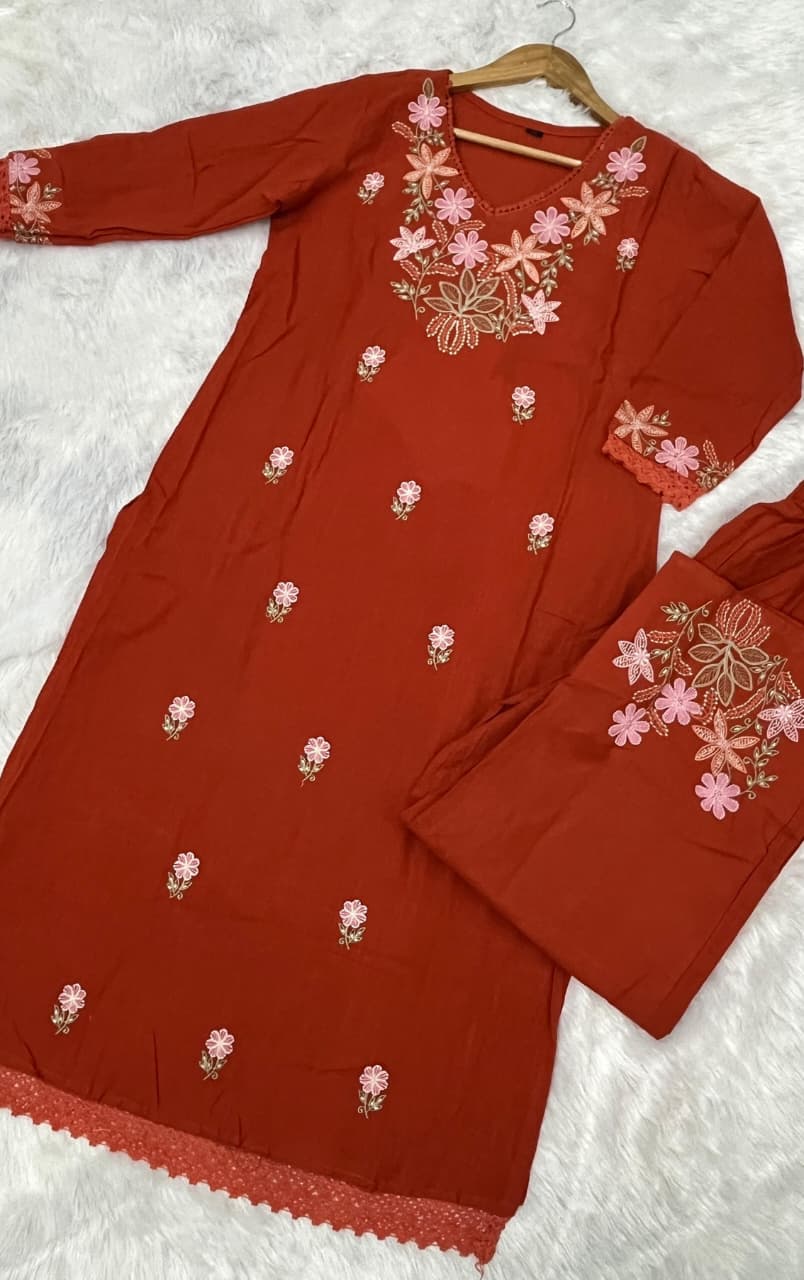RHS007  Pure Cotton Slub Kurta Pant Palazzo