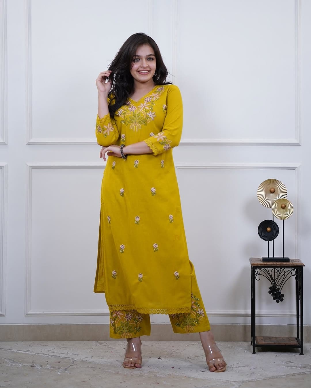 RHS007  Pure Cotton Slub Kurta Pant Palazzo
