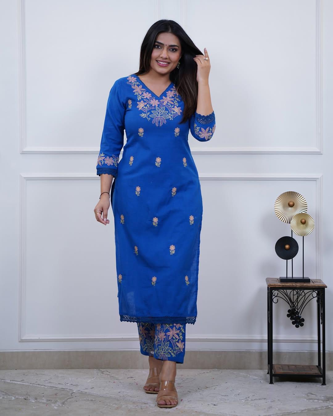 RHS007  Pure Cotton Slub Kurta Pant Palazzo