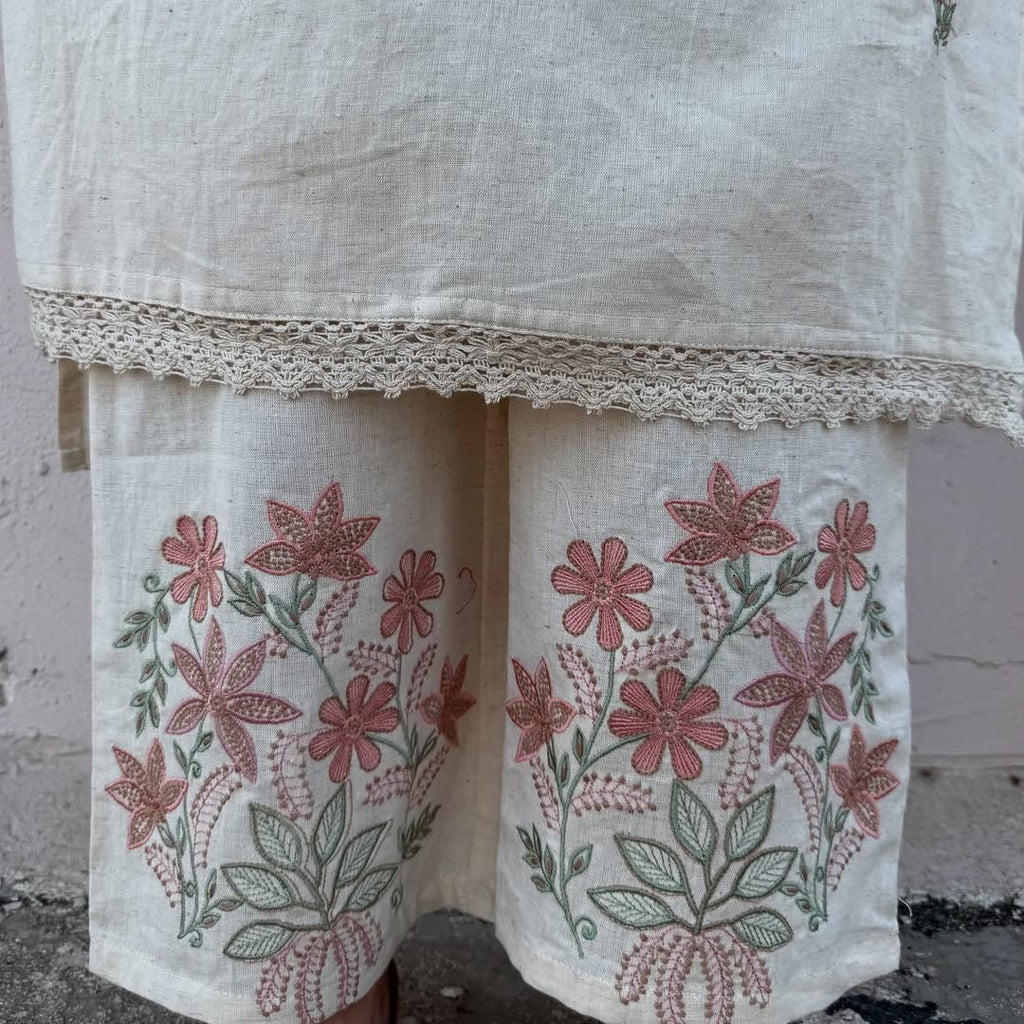 RHS007  Pure Cotton Slub Kurta Pant Palazzo