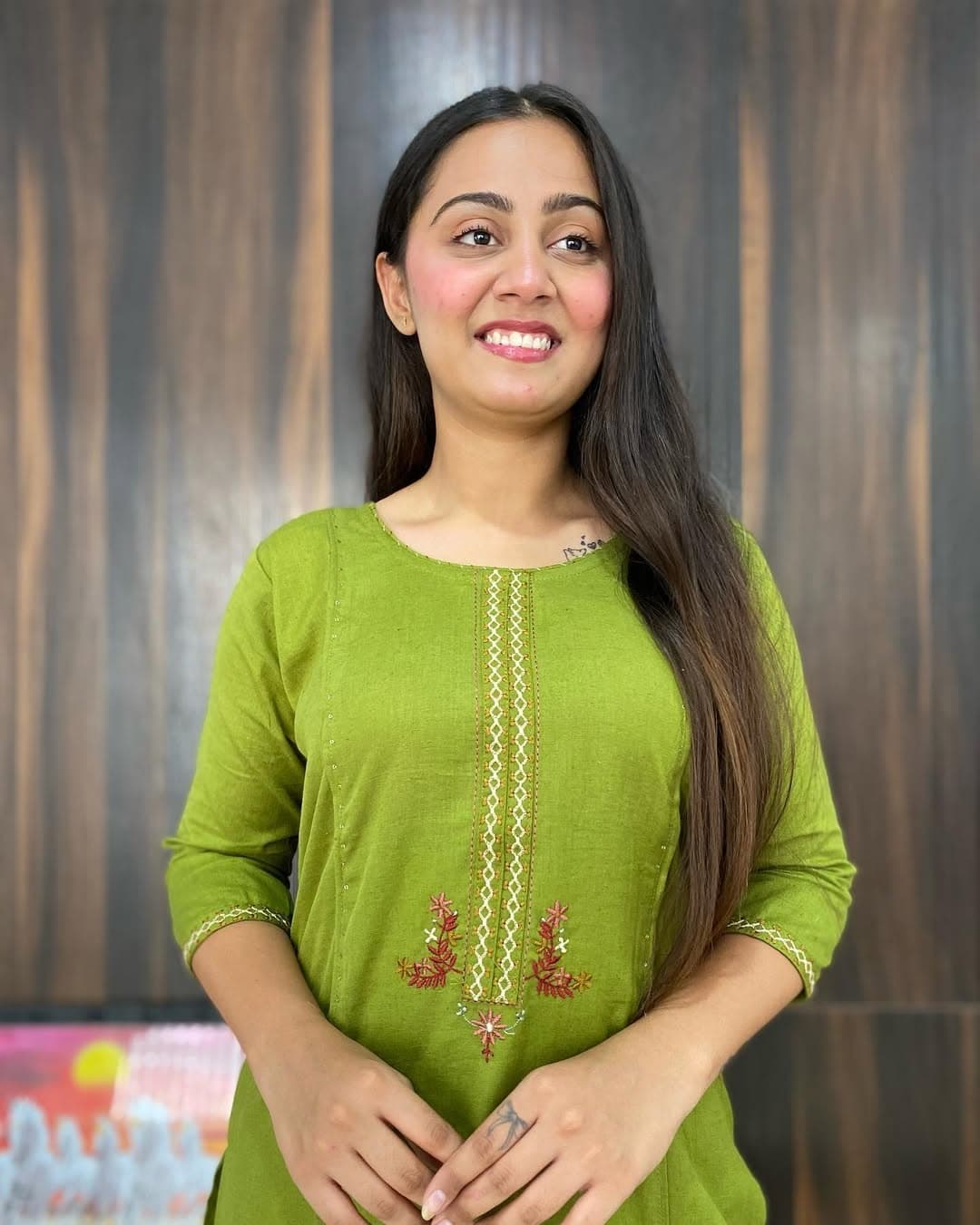 RHS007 Pure fine Cotton fabric Embroidery Work Kurti with Pant with cotton 100-100