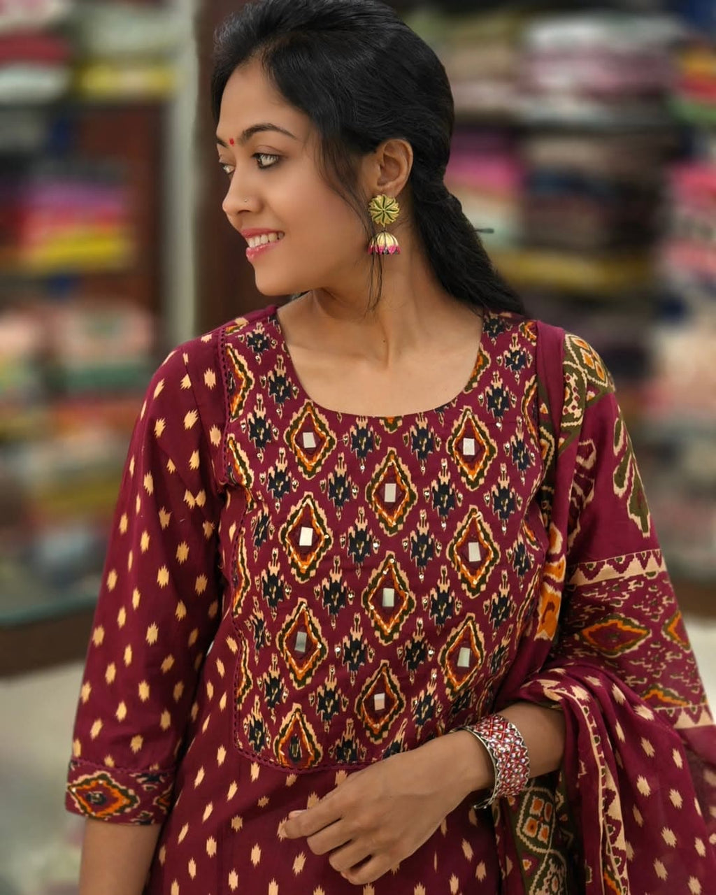 PRD009 Pure fine cotton fabric embroidery work kurti with pant with cotton 100-100 dupatta