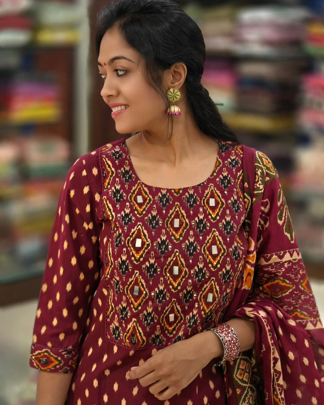PRD009 Pure fine cotton fabric embroidery work kurti with pant with cotton 100-100 dupatta