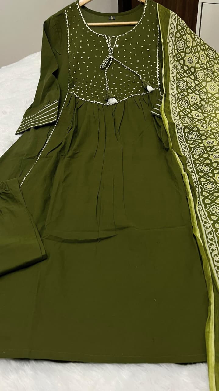 PRD0010 Pure fine cotton fabric work kurti with pant with cotton 100-100 dupatta