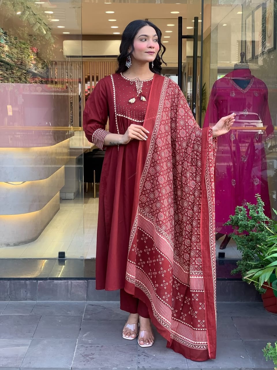PRD0010 Pure fine cotton fabric work kurti with pant with cotton 100-100 dupatta