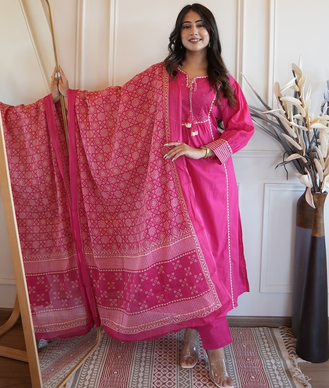 PRD0010 Pure fine cotton fabric work kurti with pant with cotton 100-100 dupatta