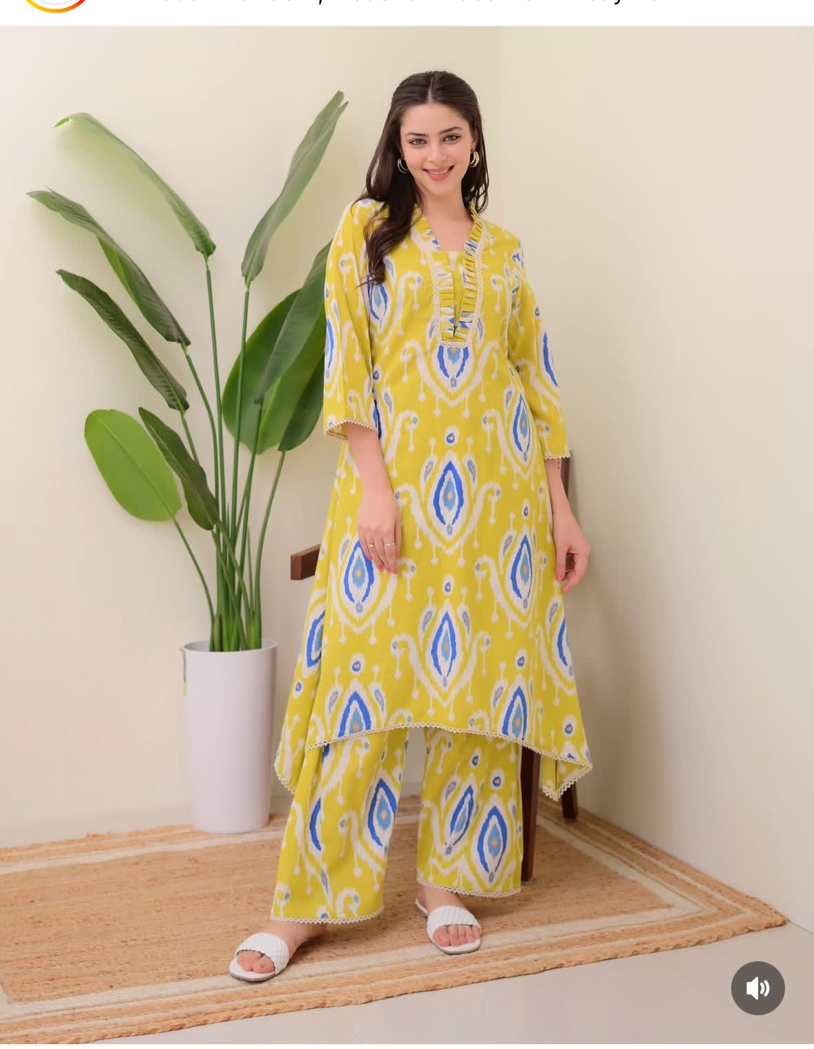 PRD0011 Featuring beautiful a line cord set Jaipur print border design kurti with side pocket