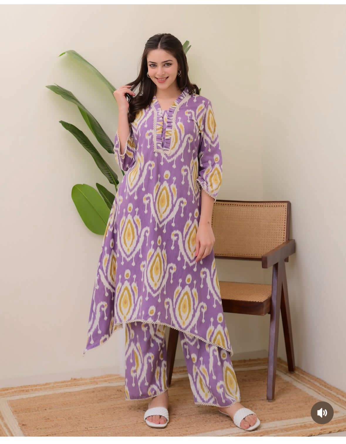 PRD0011 Featuring beautiful a line cord set Jaipur print border design kurti with side pocket
