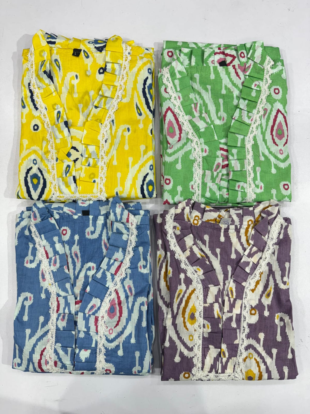 PRD0011 Featuring beautiful a line cord set Jaipur print border design kurti with side pocket