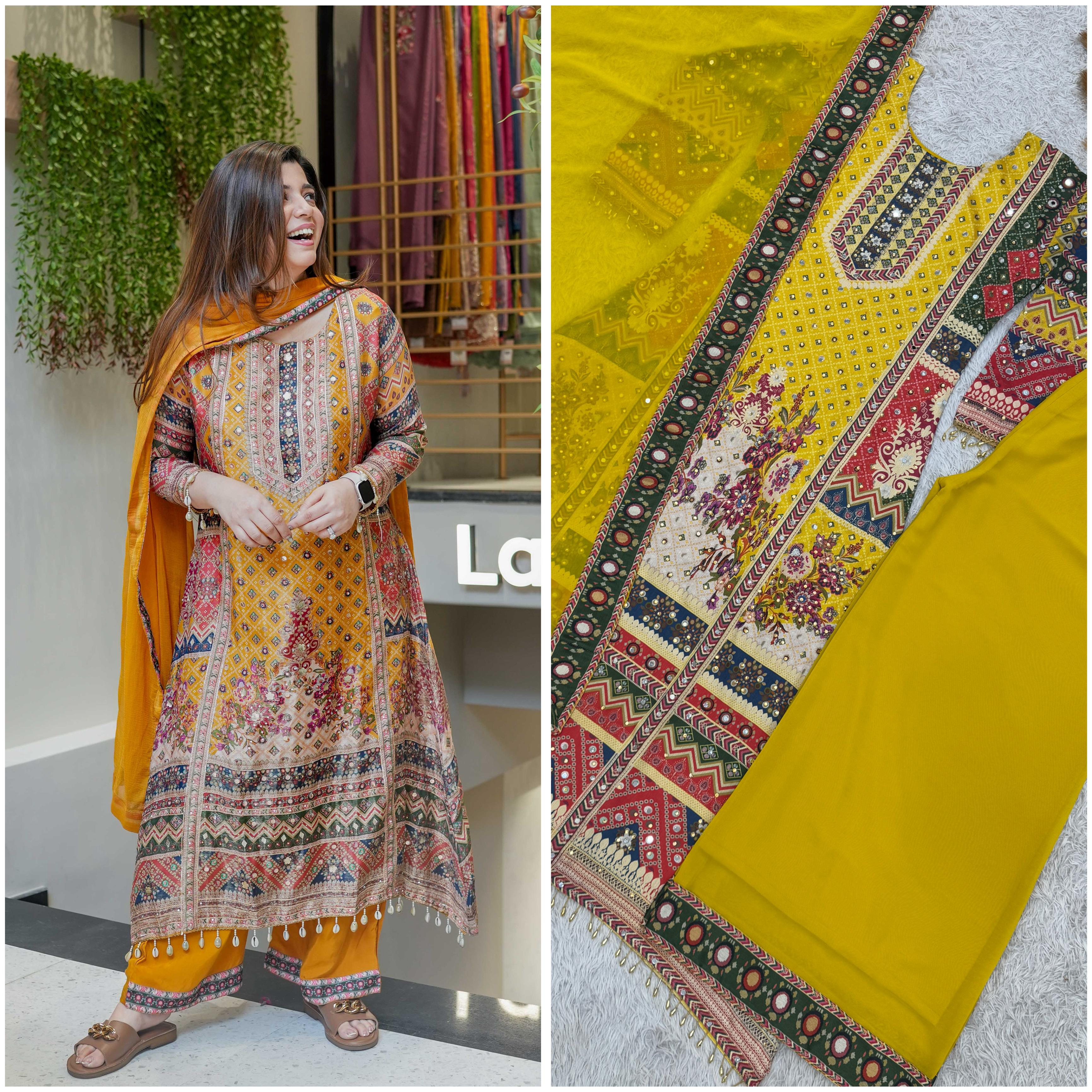 PRD0027  3 PIECE FANCY PRINTED A-Line KURTI WITH BEAUTIFUL PLAZZO AND ATTRACTIVE DUPATTA