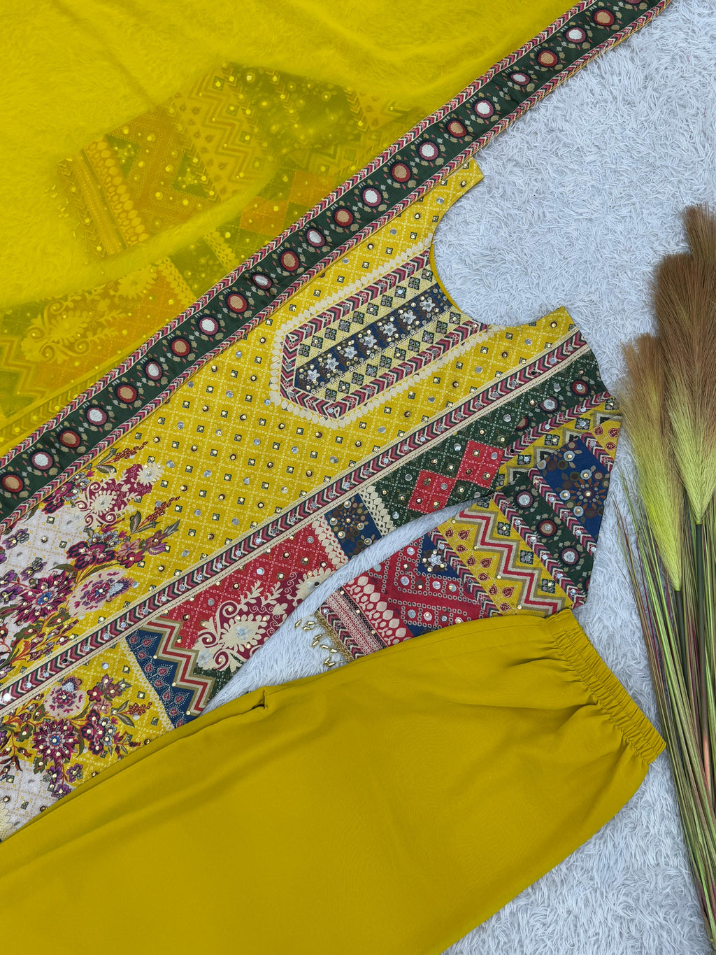 PRD0027  3 PIECE FANCY PRINTED A-Line KURTI WITH BEAUTIFUL PLAZZO AND ATTRACTIVE DUPATTA