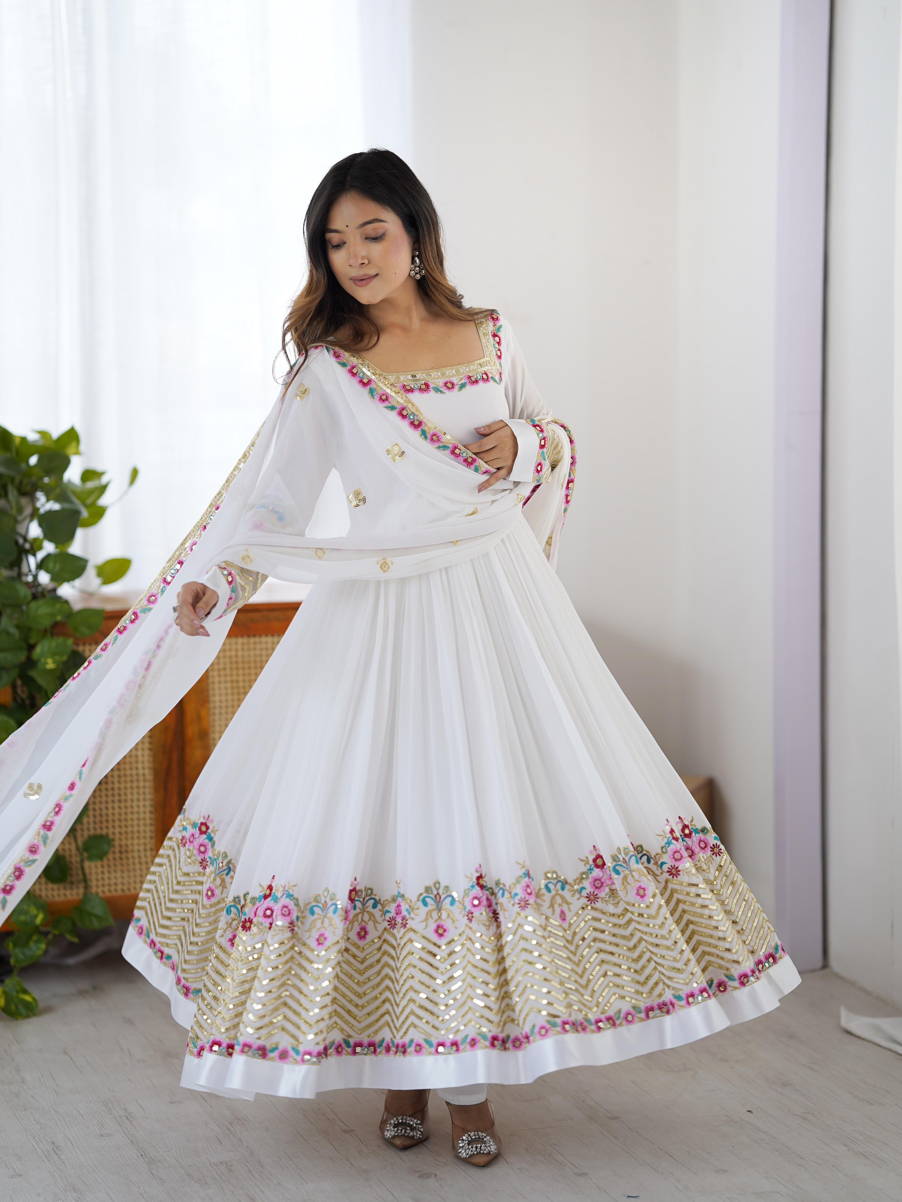 PRD0049 Elegant Embroidered Sequence Designer Anarkali Three Piece Set