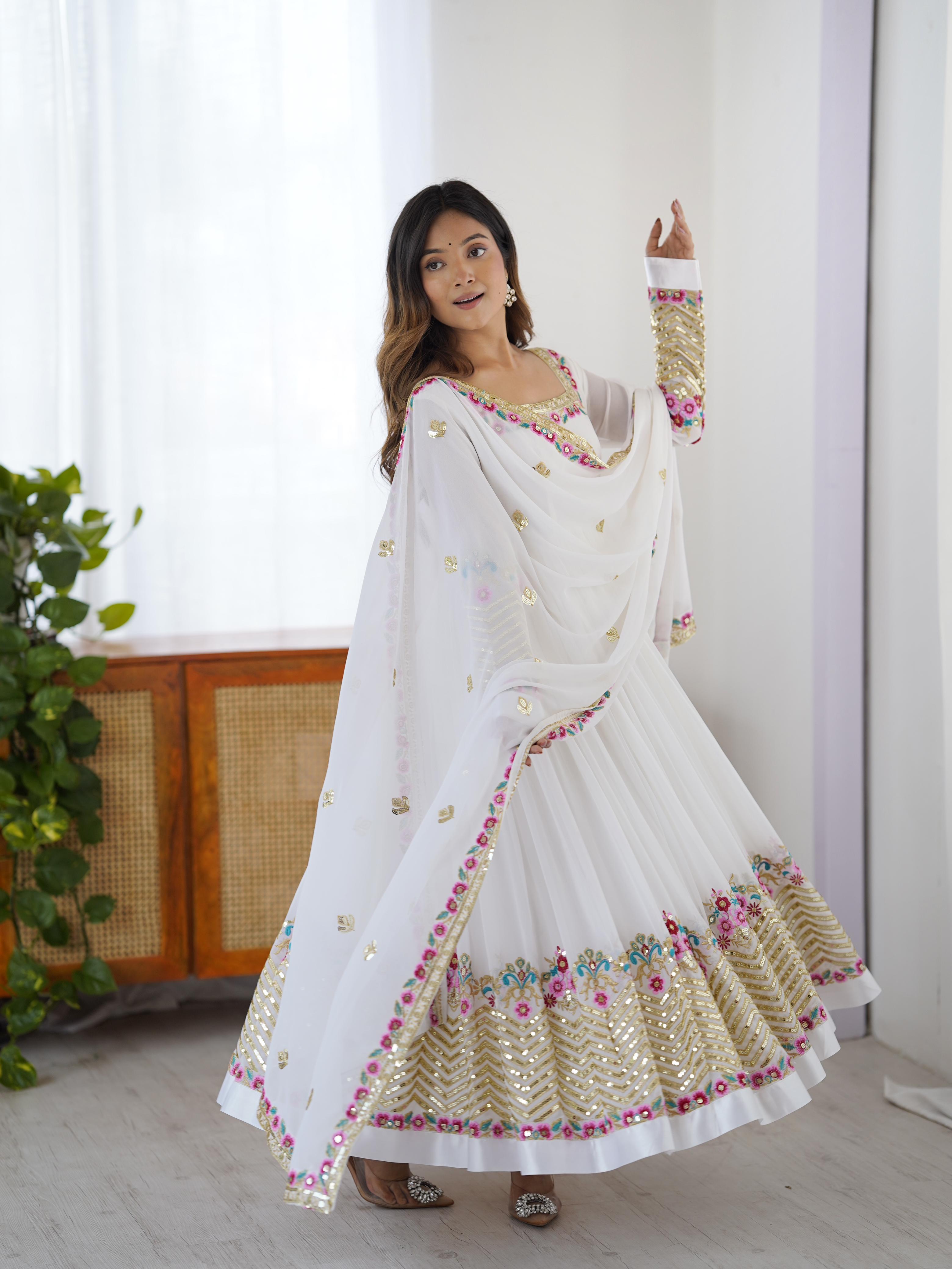 PRD0049 Elegant Embroidered Sequence Designer Anarkali Three Piece Set