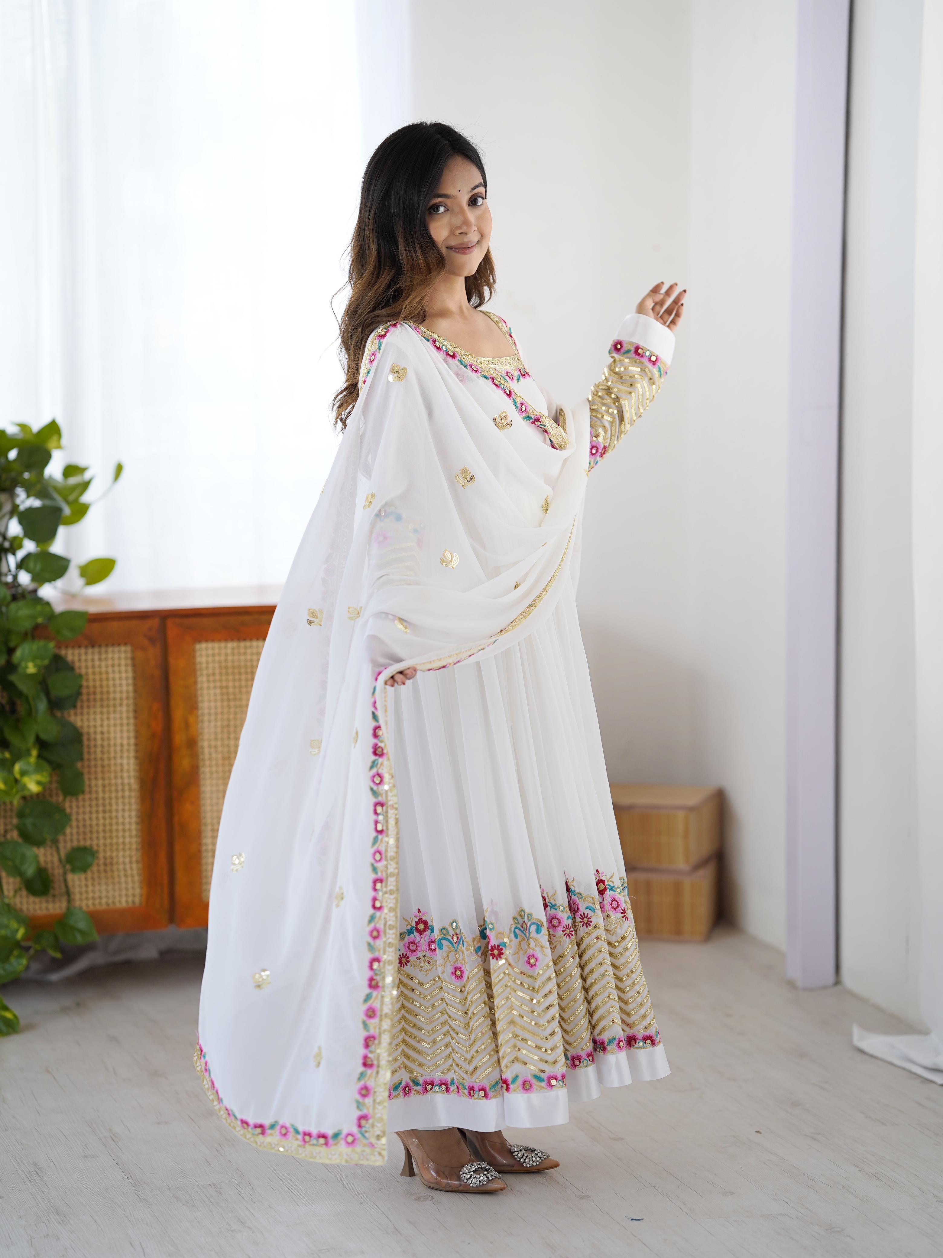 PRD0049 Elegant Embroidered Sequence Designer Anarkali Three Piece Set