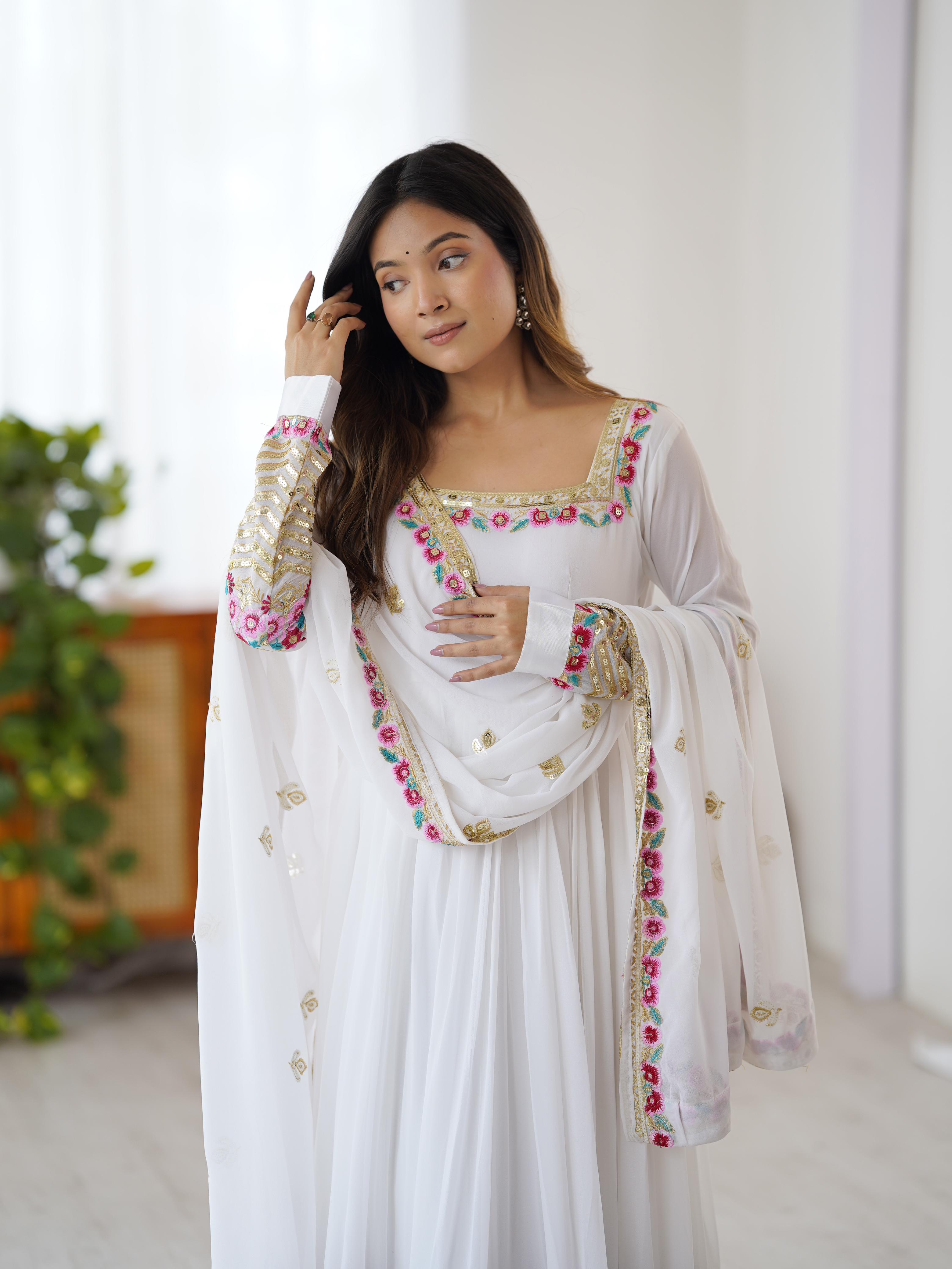 PRD0049 Elegant Embroidered Sequence Designer Anarkali Three Piece Set