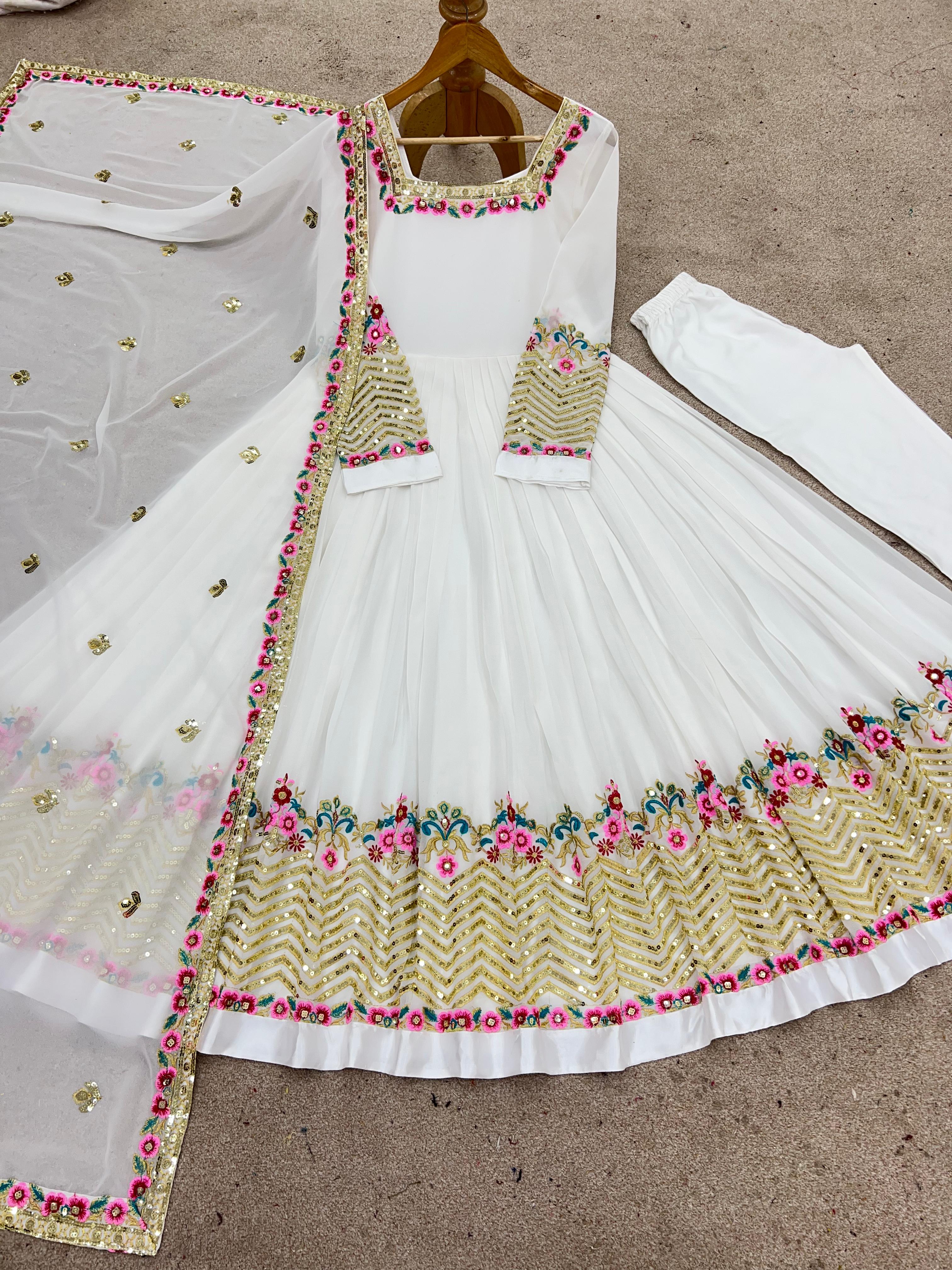 PRD0049 Elegant Embroidered Sequence Designer Anarkali Three Piece Set