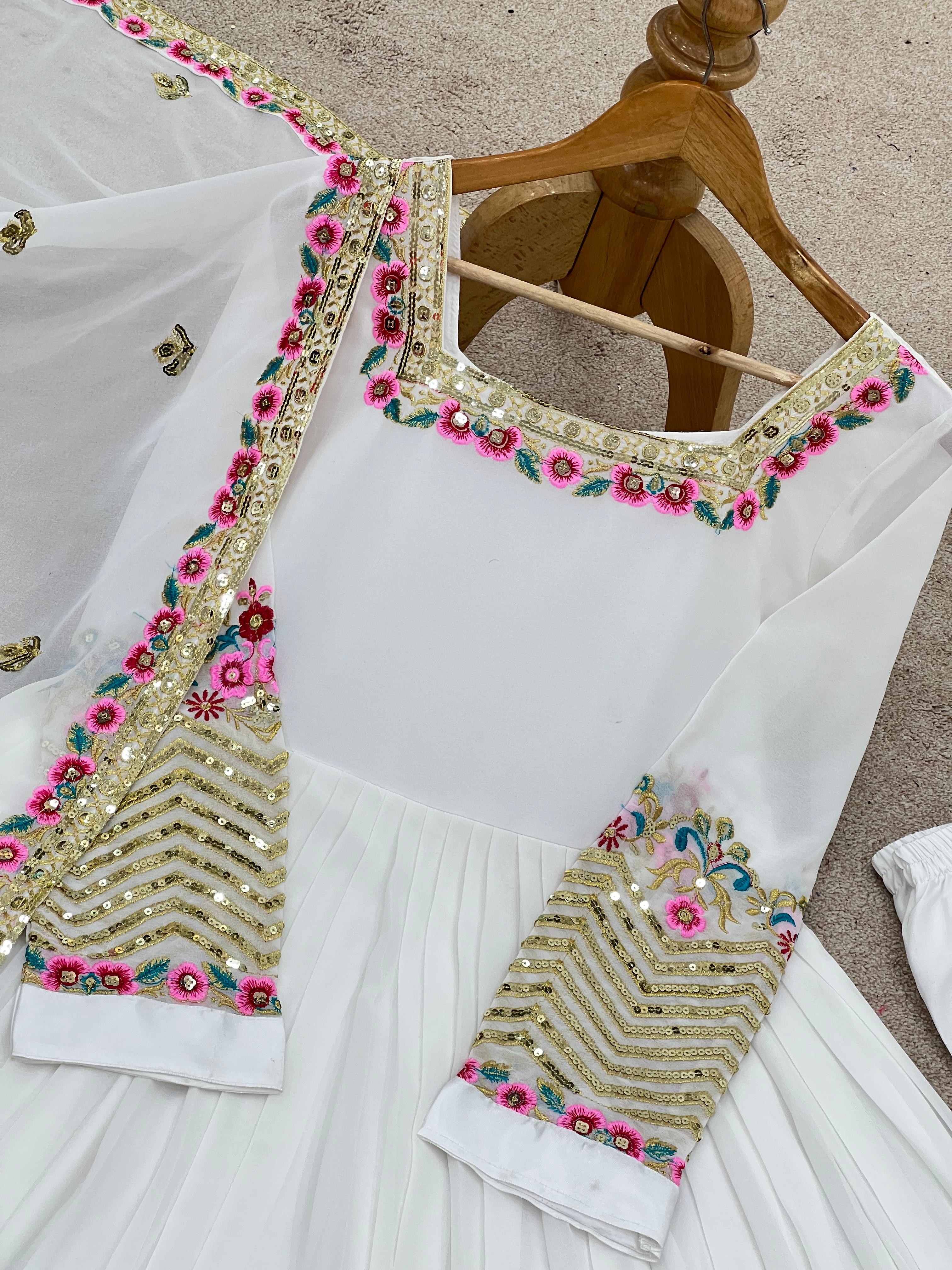PRD0049 Elegant Embroidered Sequence Designer Anarkali Three Piece Set