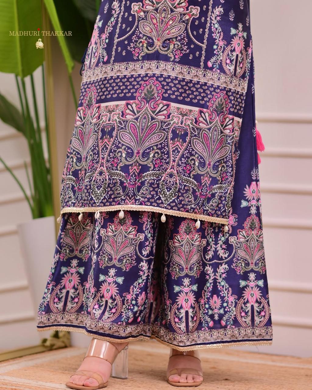 PRD0029 DESIGNER WEAR TRENDING TOP WITH PRINTED WORK WITH HAND WORK WITH PALAZZO AND DUPATTA SET