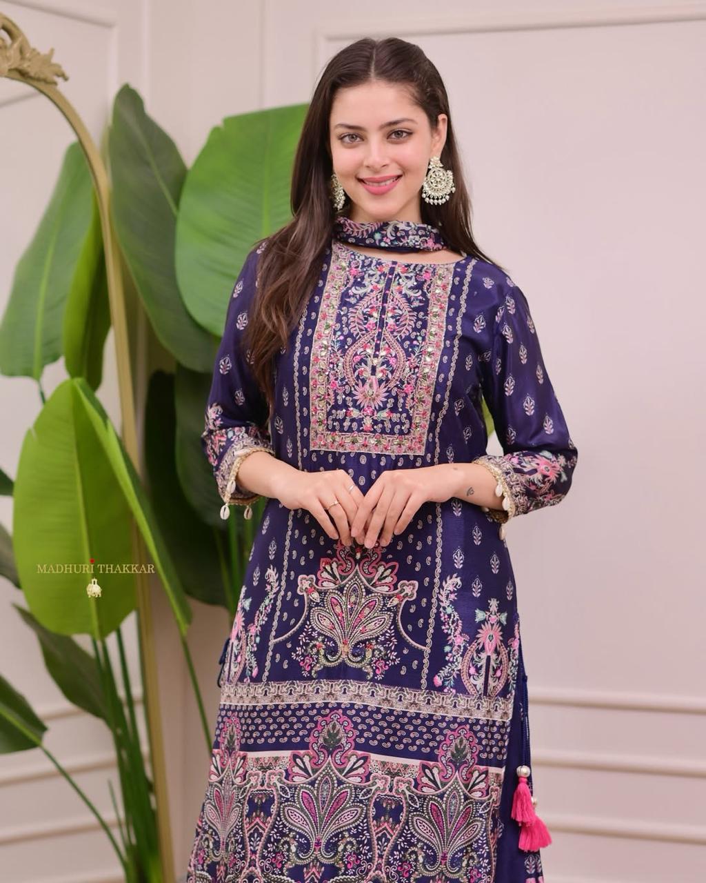 PRD0029 DESIGNER WEAR TRENDING TOP WITH PRINTED WORK WITH HAND WORK WITH PALAZZO AND DUPATTA SET