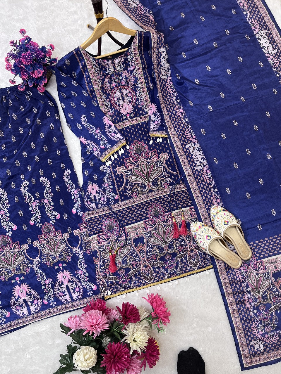 PRD0029 DESIGNER WEAR TRENDING TOP WITH PRINTED WORK WITH HAND WORK WITH PALAZZO AND DUPATTA SET