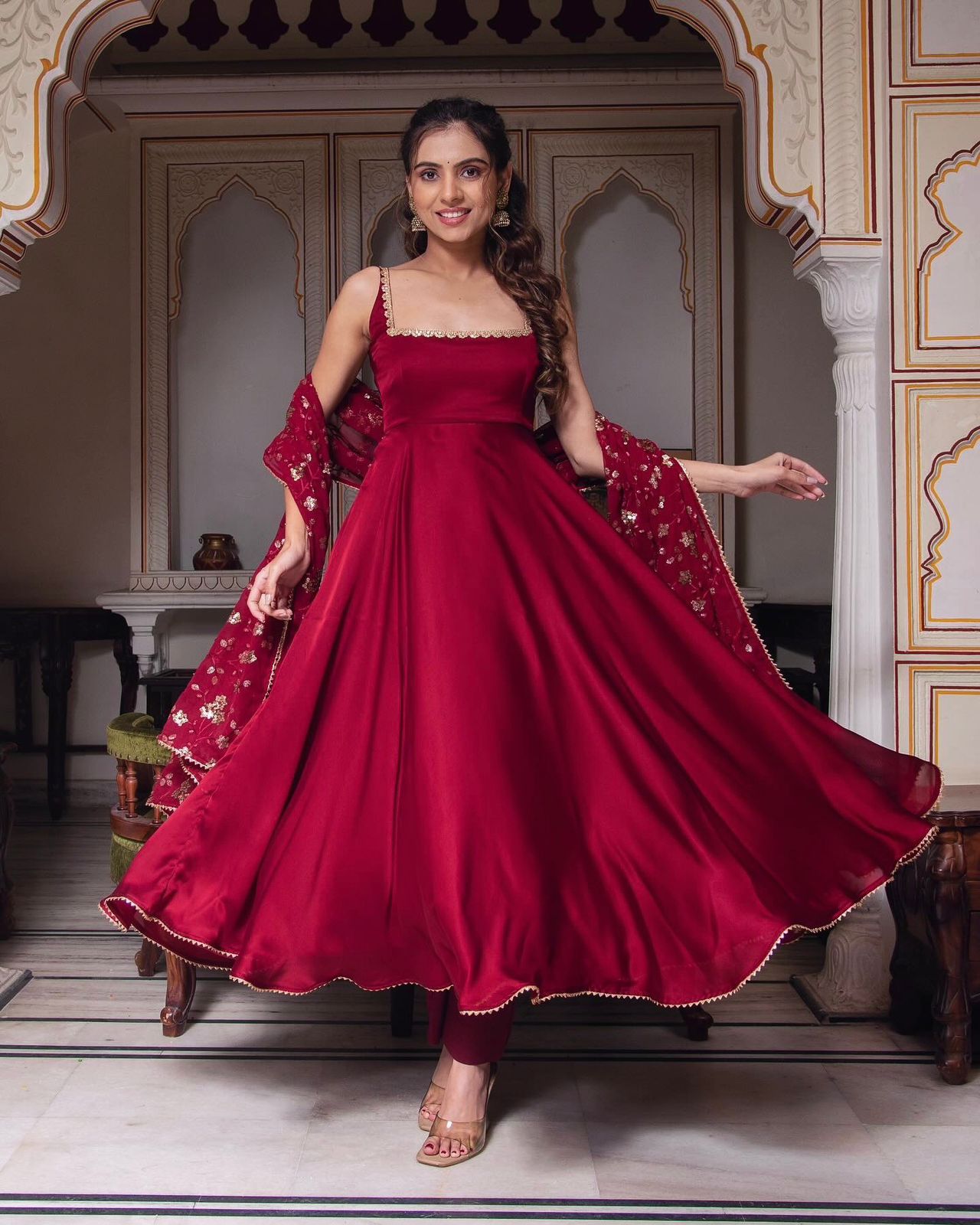 PRD0054  Launching New Designer Party Wear Look Gown  With Bottom and Dupatta
