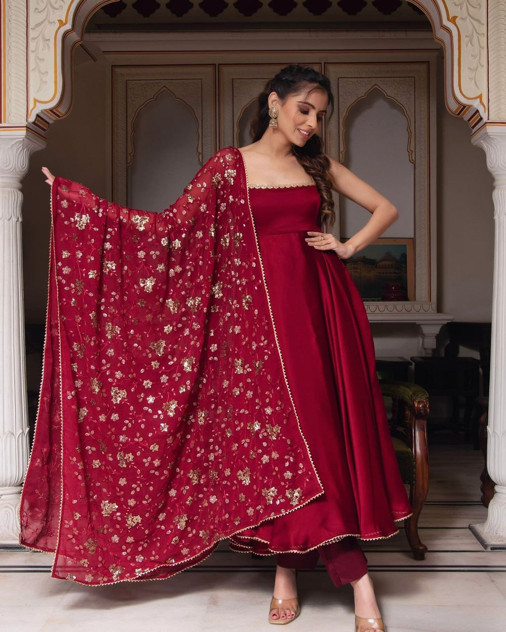 PRD0054  Launching New Designer Party Wear Look Gown  With Bottom and Dupatta