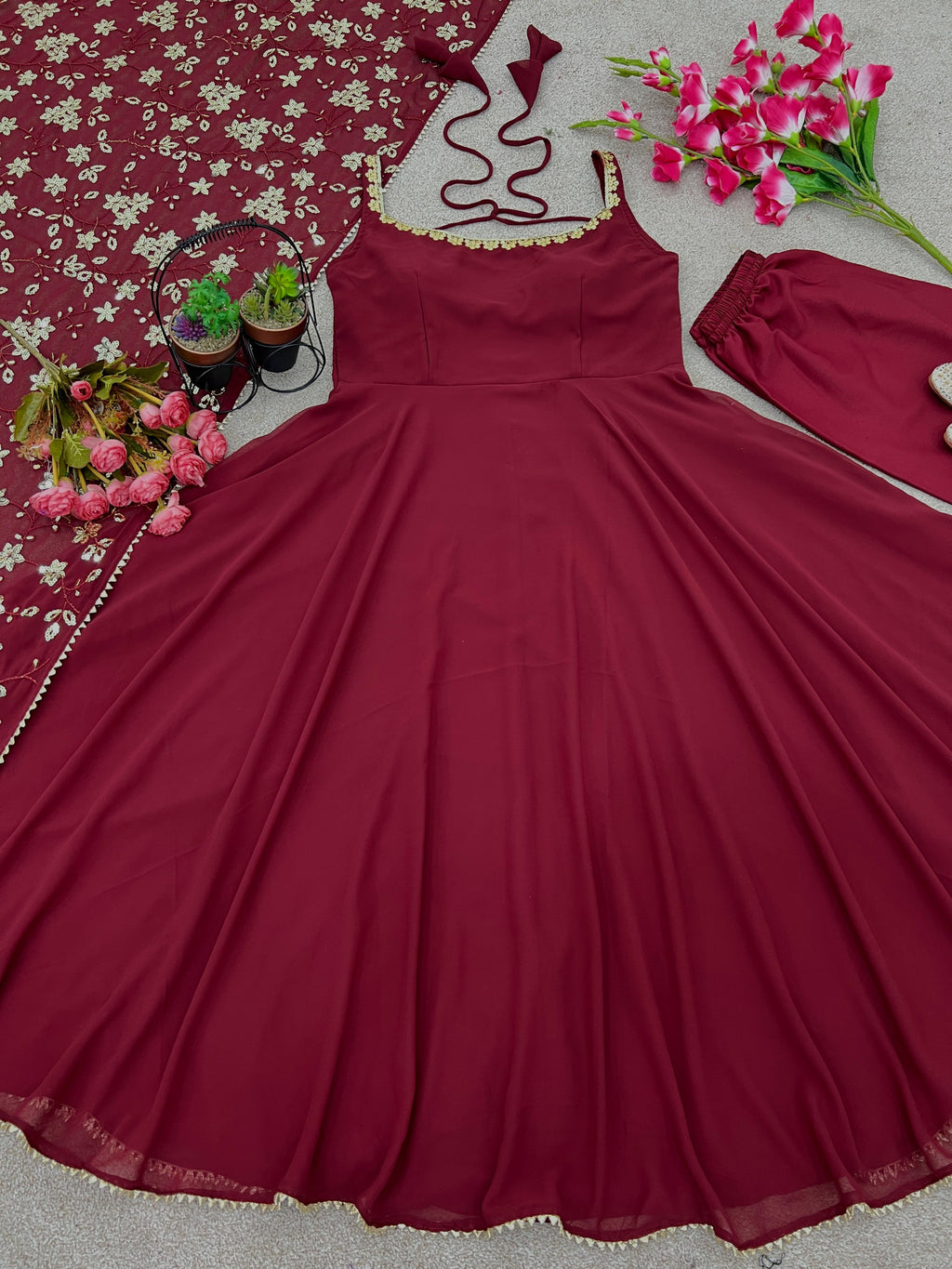 PRD0054  Launching New Designer Party Wear Look Gown  With Bottom and Dupatta