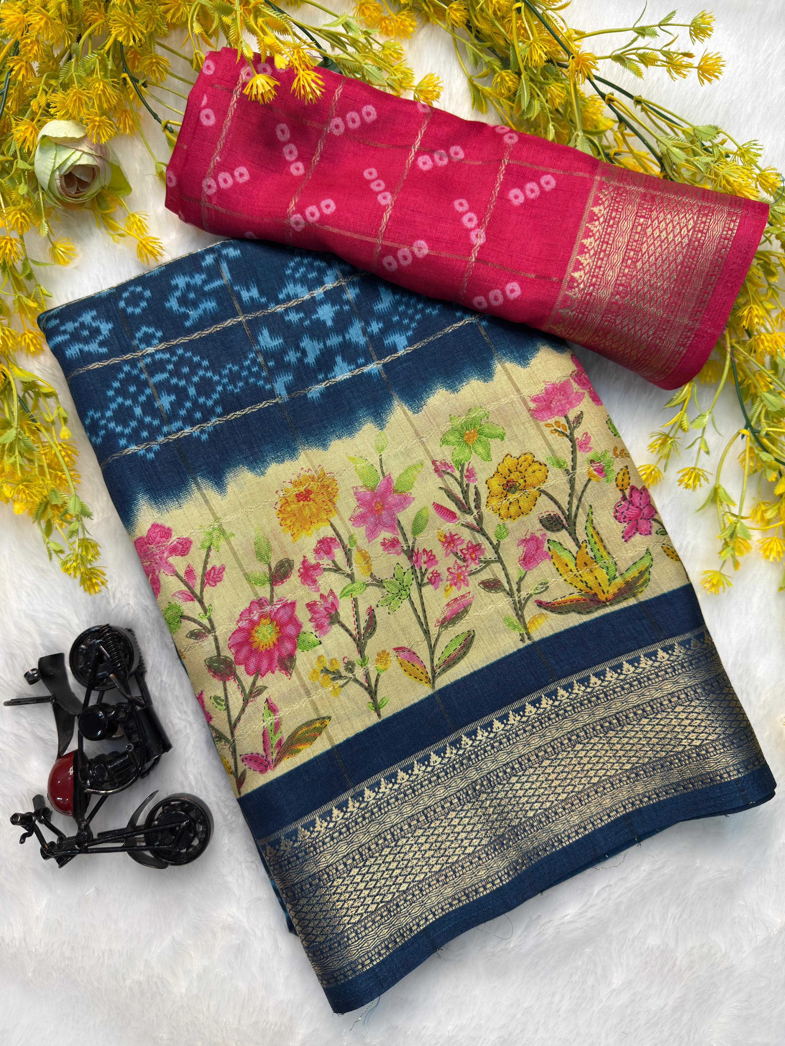 PRD0039 Pochampally Dola silk sarees with all over Ikkat design