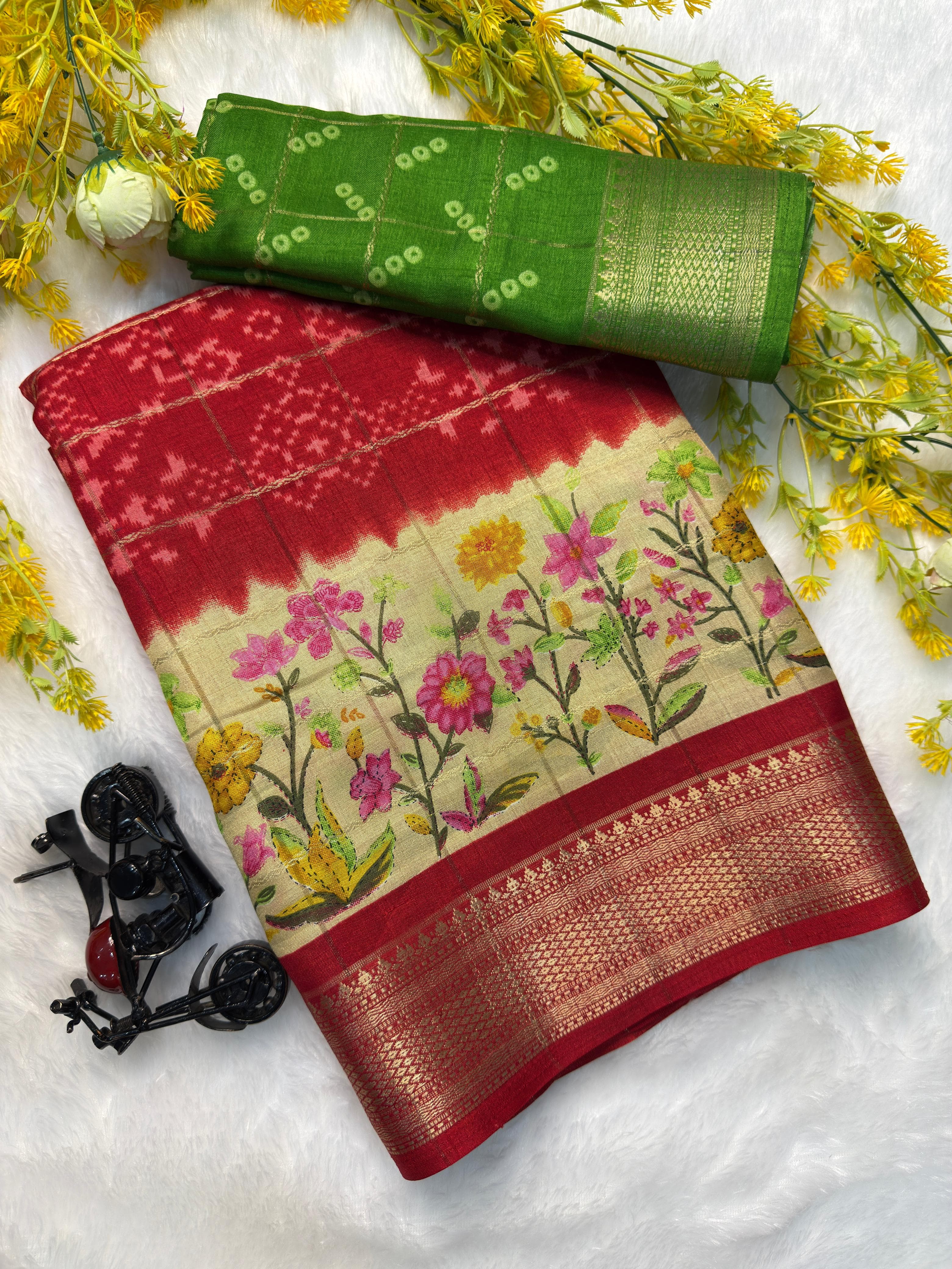 PRD0039 Pochampally Dola silk sarees with all over Ikkat design