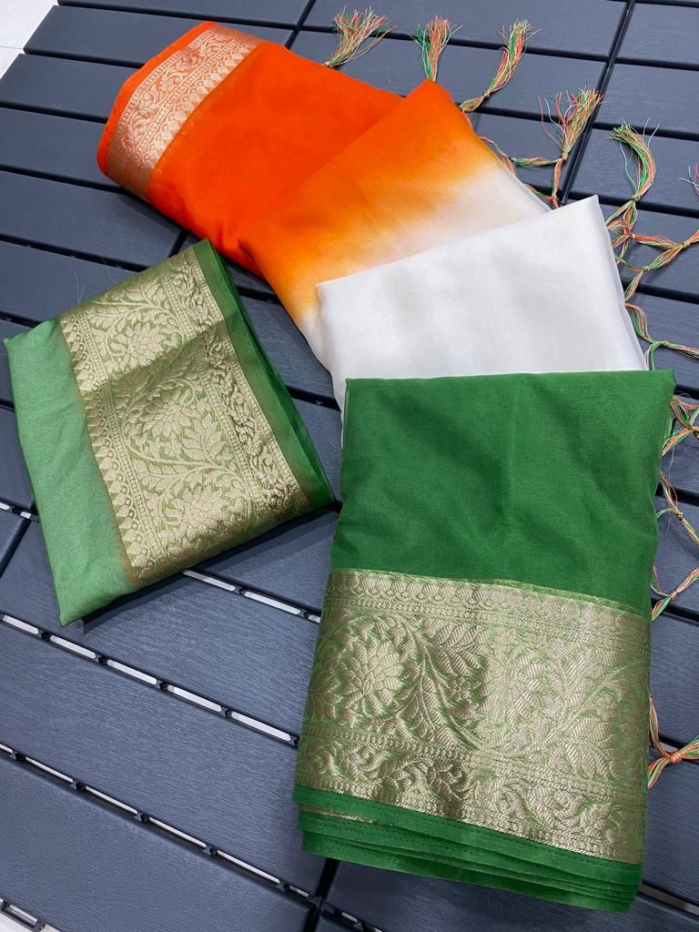 PRD0040 Kora Organza jacquard Soft Saree With Pallu & Running Blouse
