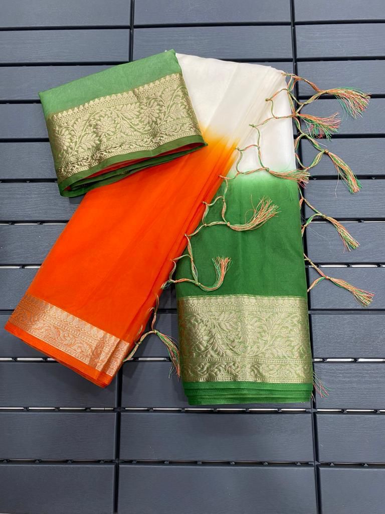 PRD0040 Kora Organza jacquard Soft Saree With Pallu & Running Blouse