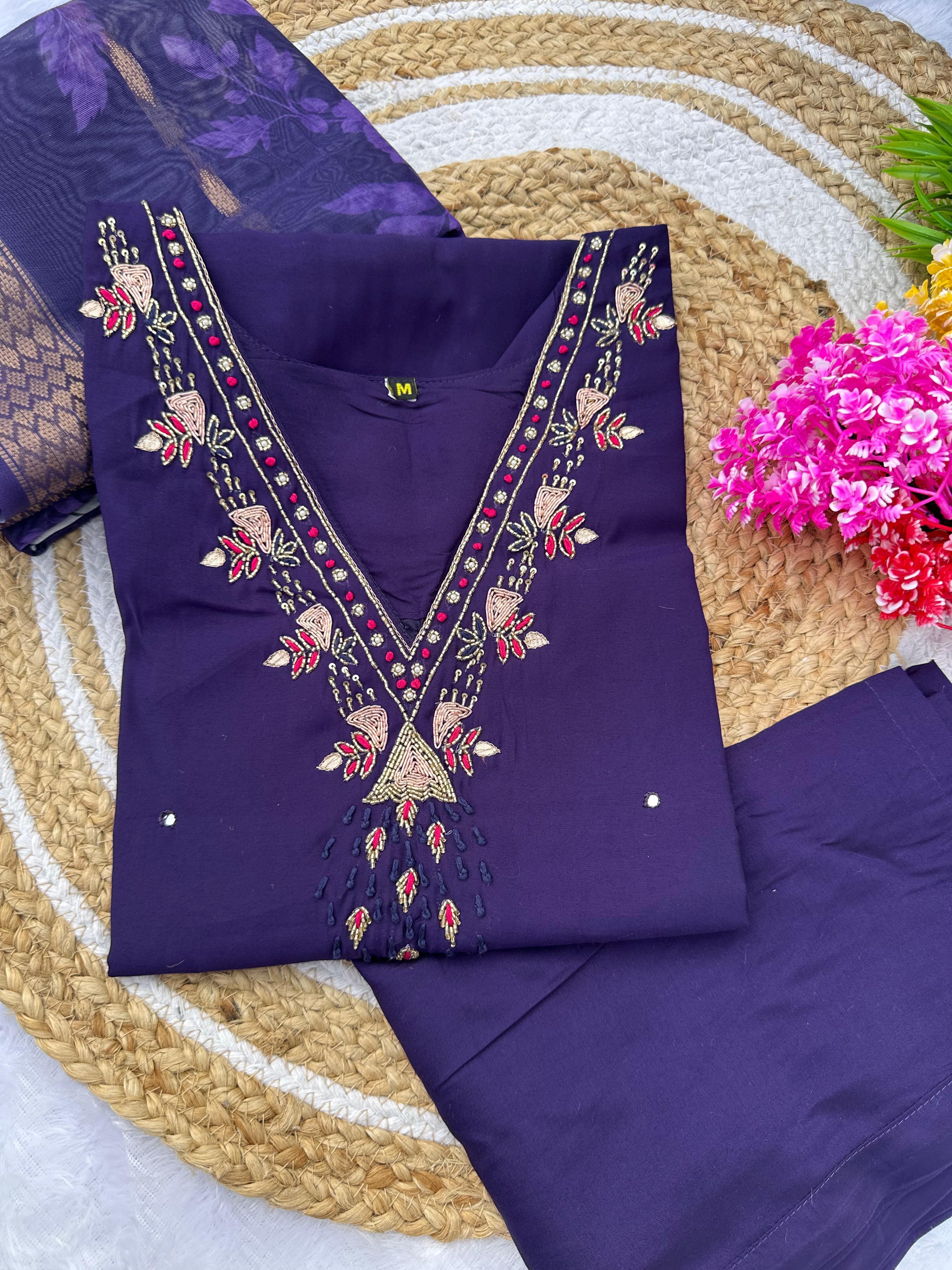 PRD0058 Roman silk With Cotton inner with Hand Work