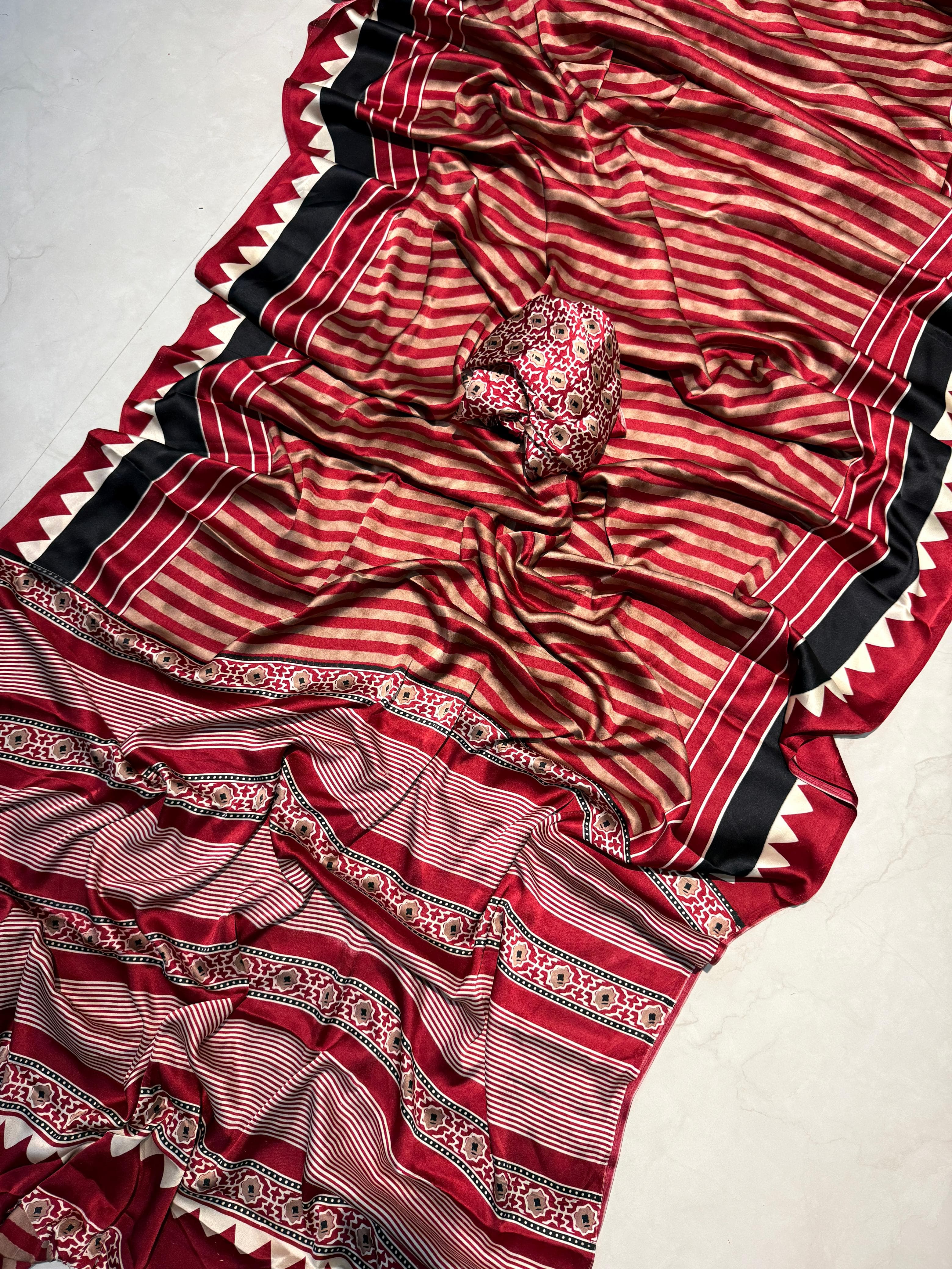 PRD0042  Super AJRAKH saree in pure satin silk i