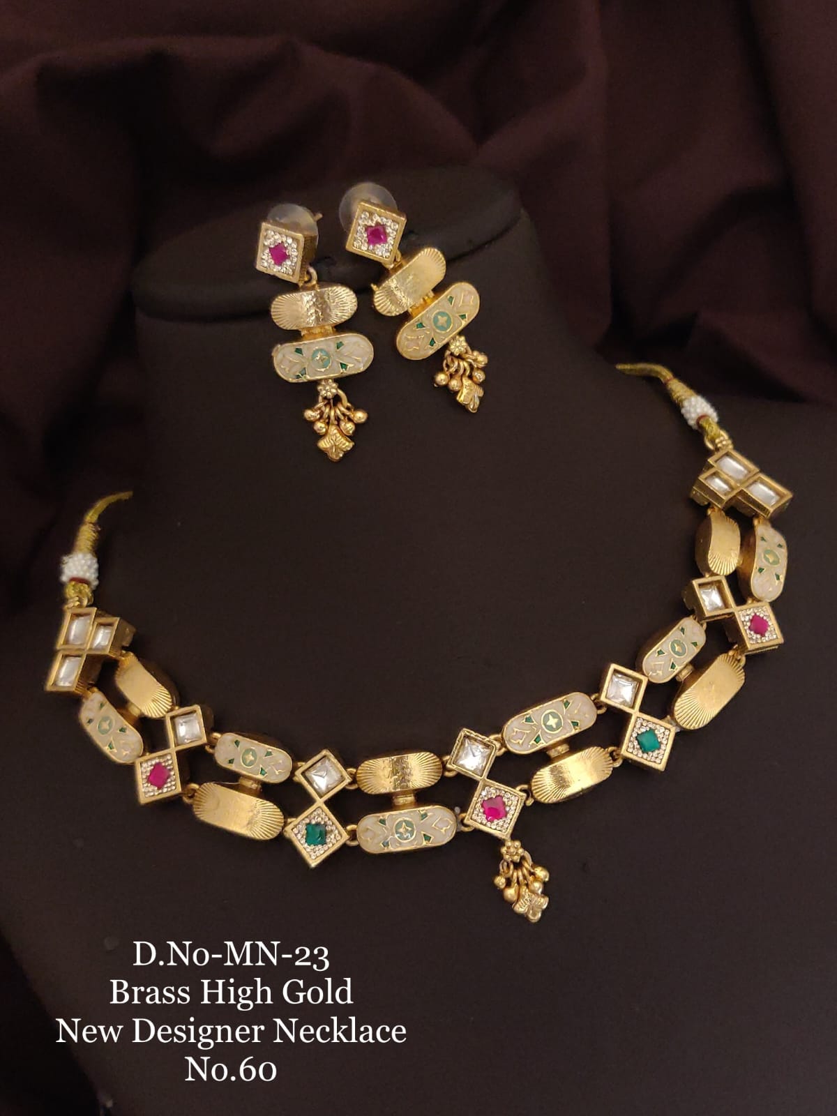 SI009 BRASS HIGH GOLD NRE DESIGNER NECKLACE