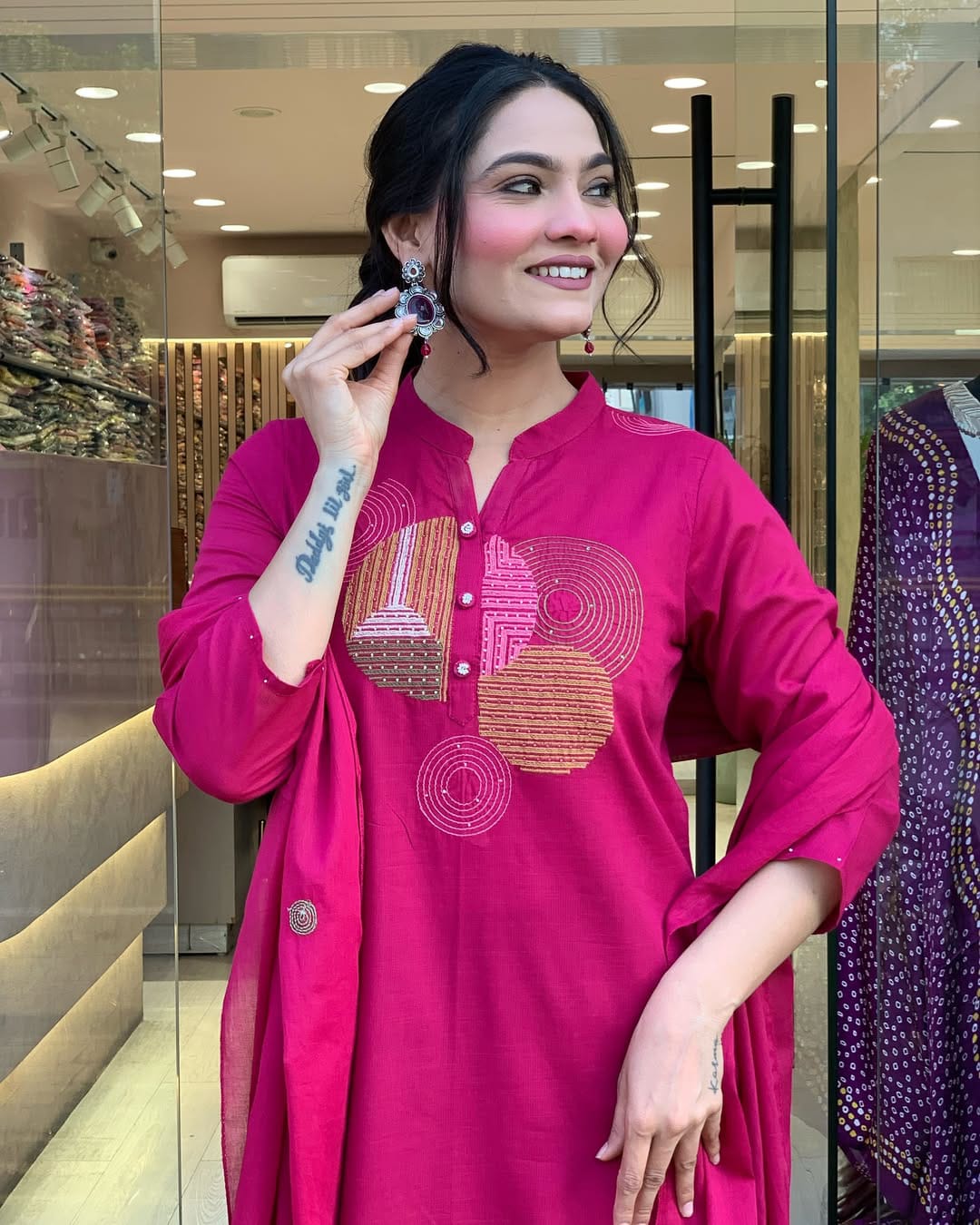 PRD0060 Cotton Festival MAL Cotton Kurti Pant Dupatta Set