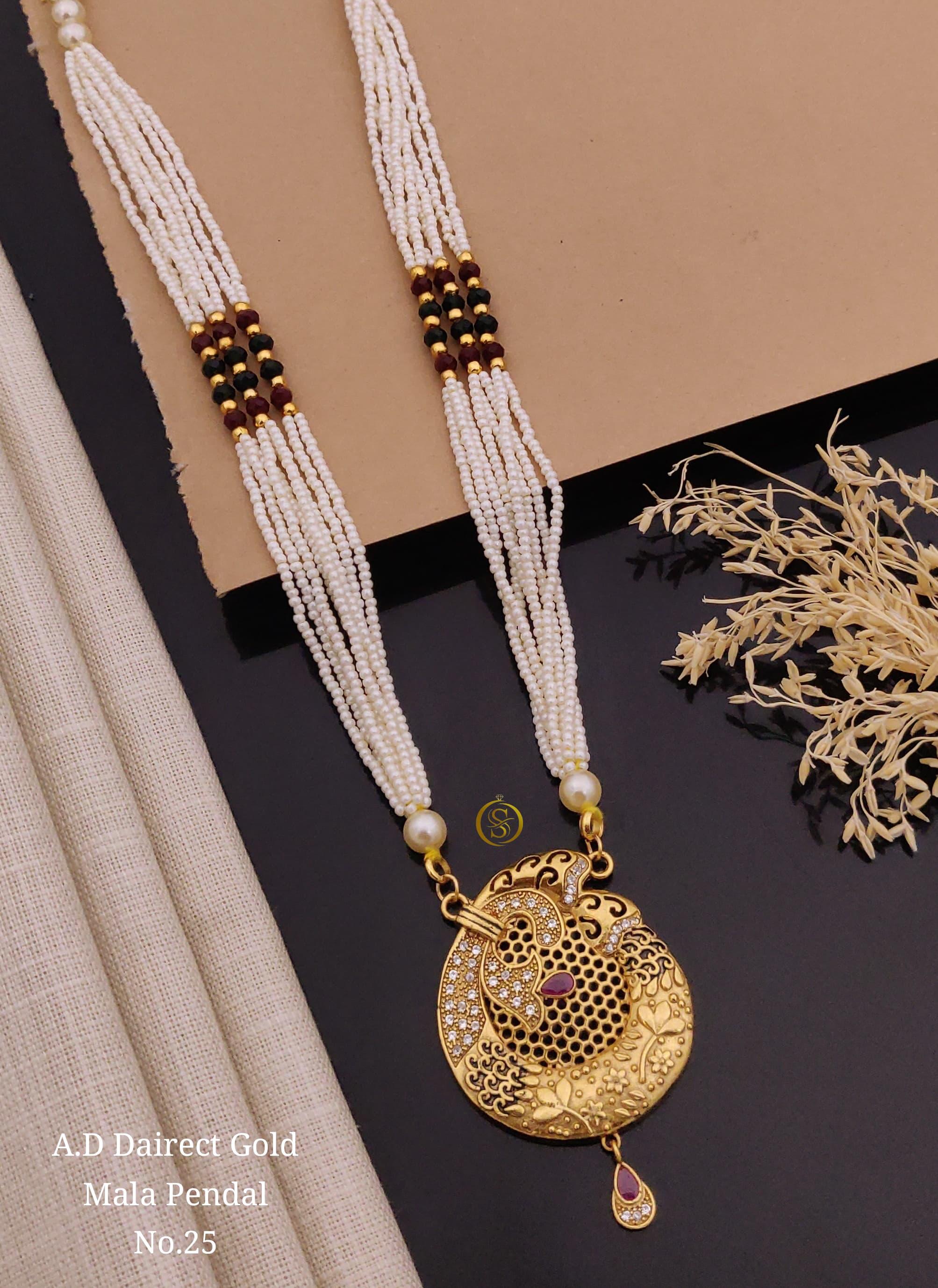 SI0013 STYLISH A.D GOLD MALA PENDAL