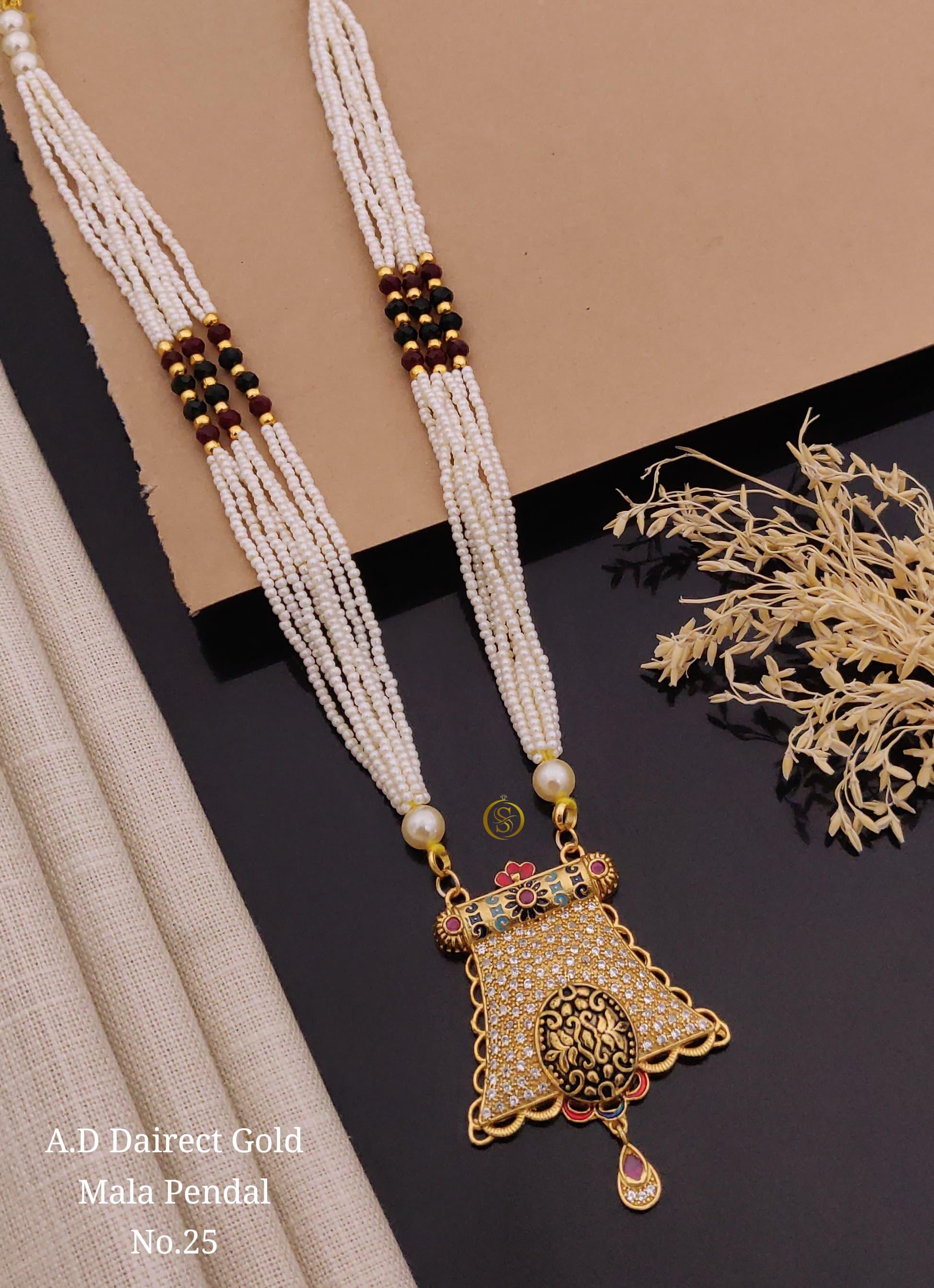 SI0013 STYLISH A.D GOLD MALA PENDAL