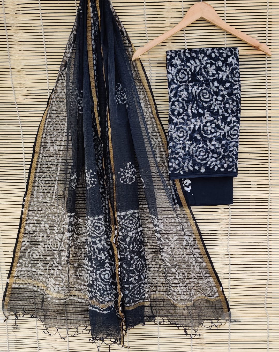 SGT008  Pure Kota Doria Suit with Dupatta, Hand Block Printed using Natural Vegetable dye