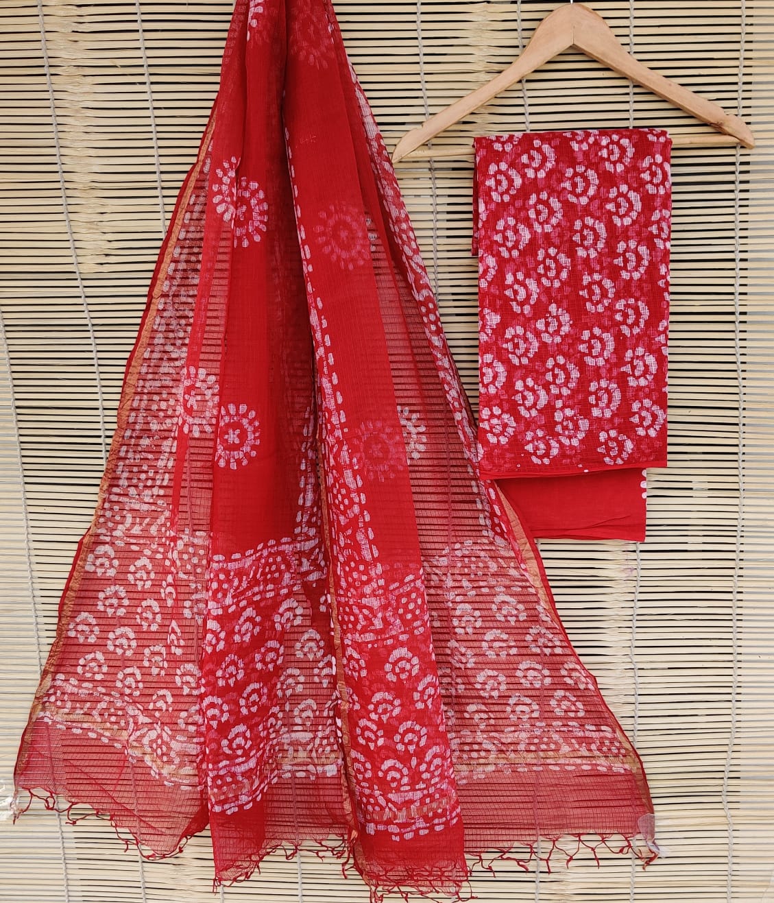 SGT008  Pure Kota Doria Suit with Dupatta, Hand Block Printed using Natural Vegetable dye