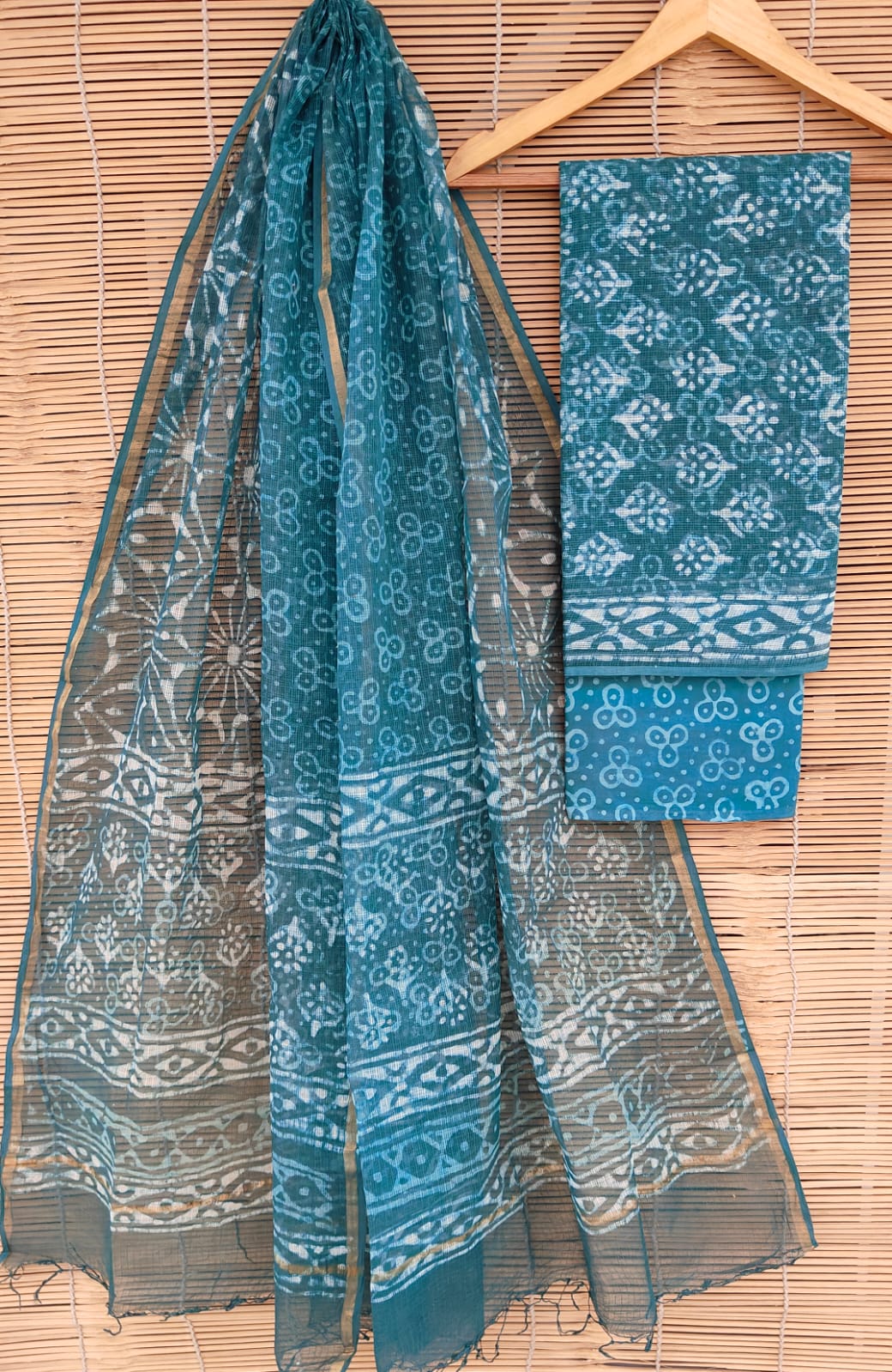 SGT008  Pure Kota Doria Suit with Dupatta, Hand Block Printed using Natural Vegetable dye