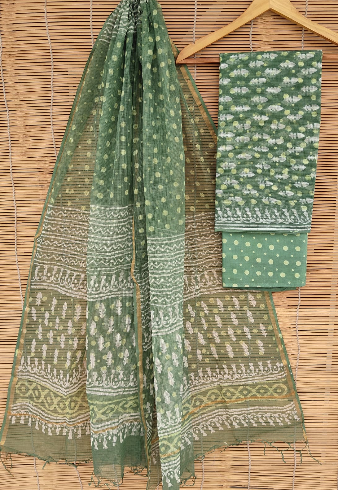 SGT008  Pure Kota Doria Suit with Dupatta, Hand Block Printed using Natural Vegetable dye