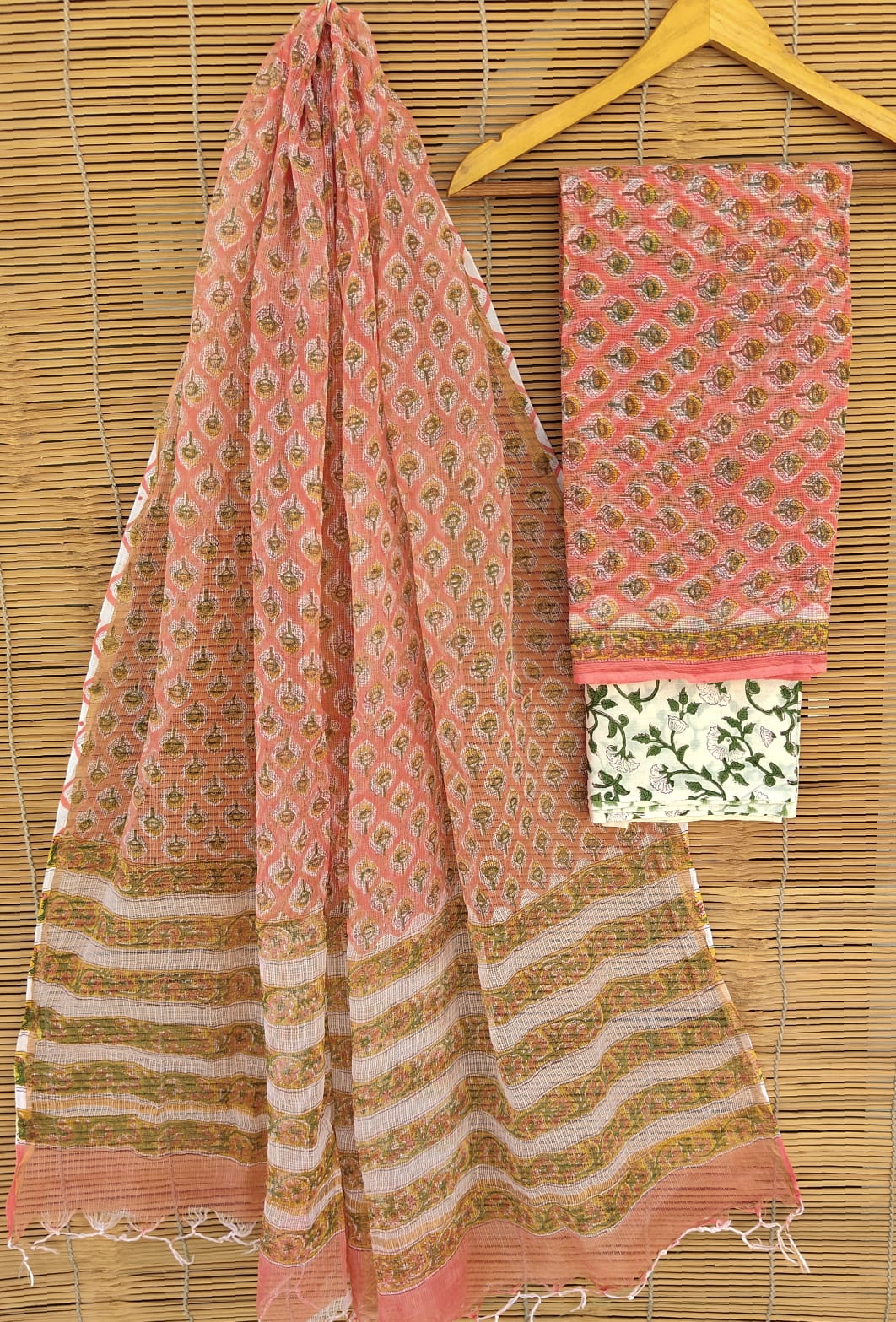 SGT008  Pure Kota Doria Suit with Dupatta, Hand Block Printed using Natural Vegetable dye