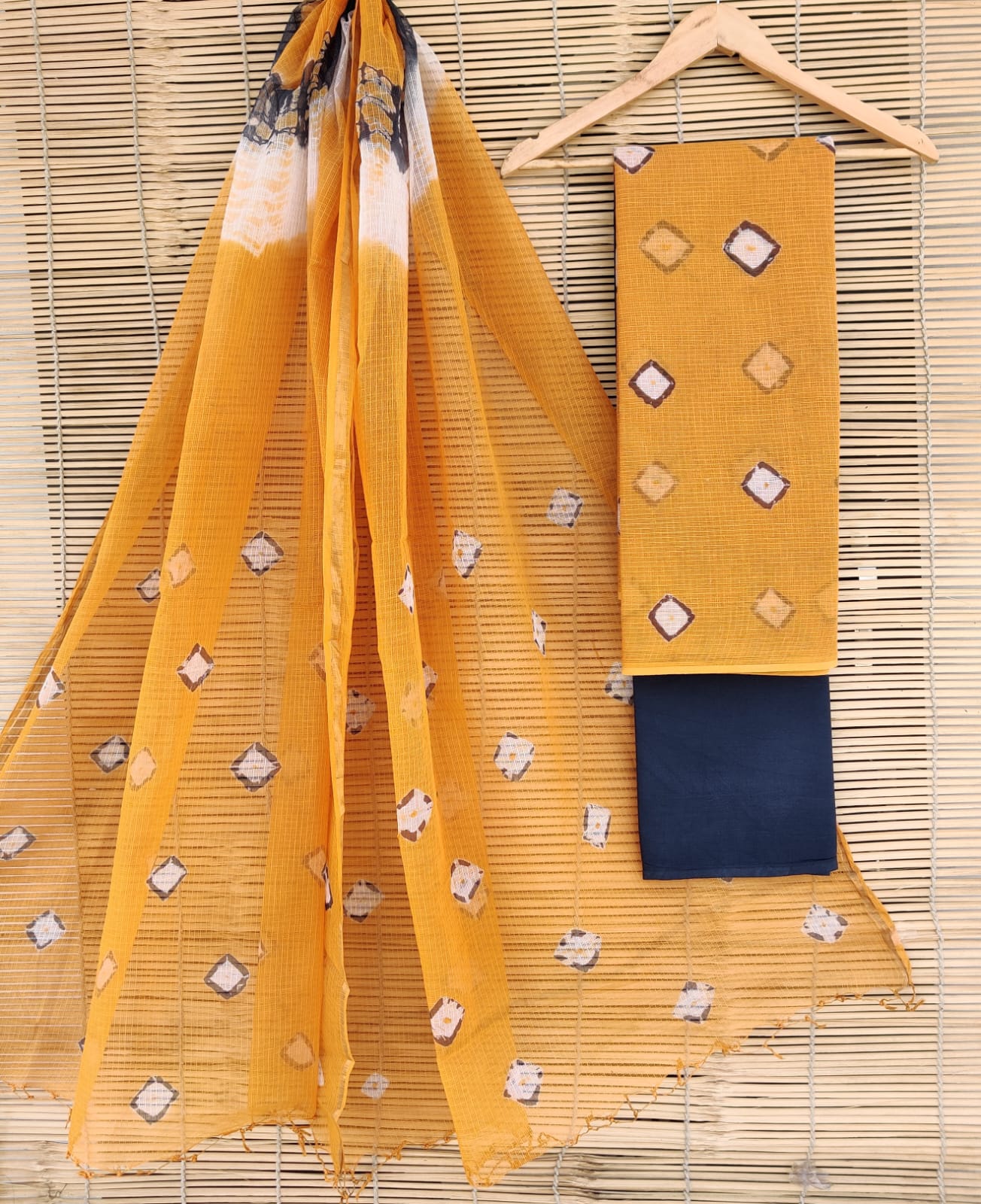 SGT008  Pure Kota Doria Suit with Dupatta, Hand Block Printed using Natural Vegetable dye
