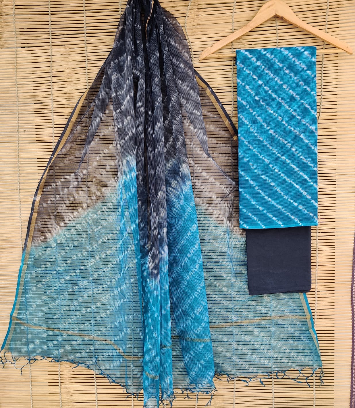SGT008  Pure Kota Doria Suit with Dupatta, Hand Block Printed using Natural Vegetable dye