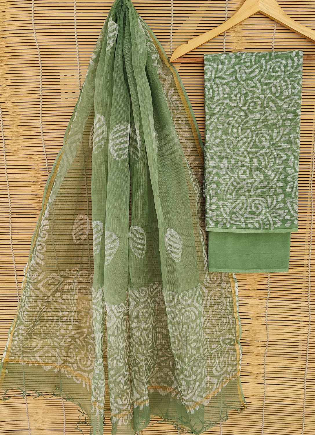 SGT008  Pure Kota Doria Suit with Dupatta, Hand Block Printed using Natural Vegetable dye