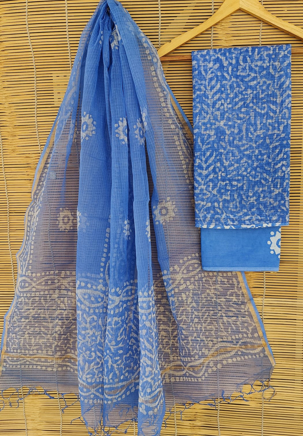 SGT008  Pure Kota Doria Suit with Dupatta, Hand Block Printed using Natural Vegetable dye